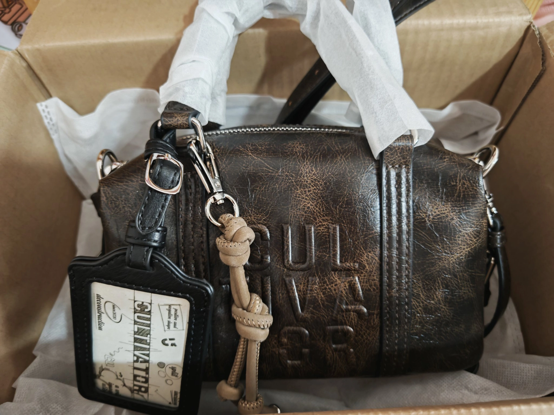 custom review-CULTIVATOR ПУ (полиуретан) Бостон Сумка Сумка Маленькая Женская Темно-Коричневая