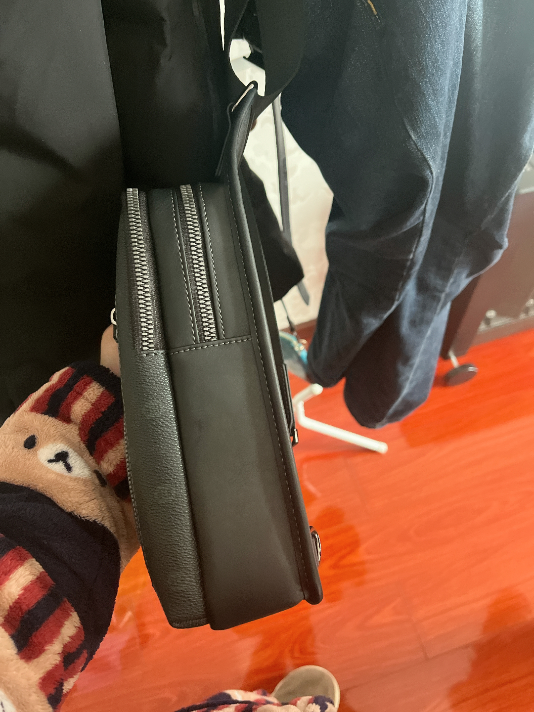 custom review-HLA Лицевая коровья кожа с синтетической кожей сумка через плечо сумка на плечо средний мужская черная