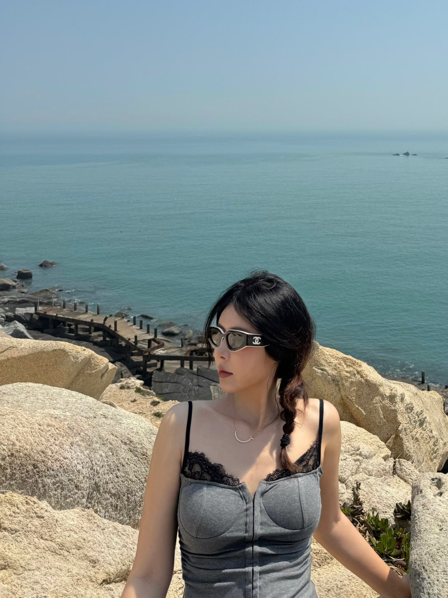 custom review-CHANEL Нейлон Кошачий глаз Солнцезащитные очки Унисекс Черный