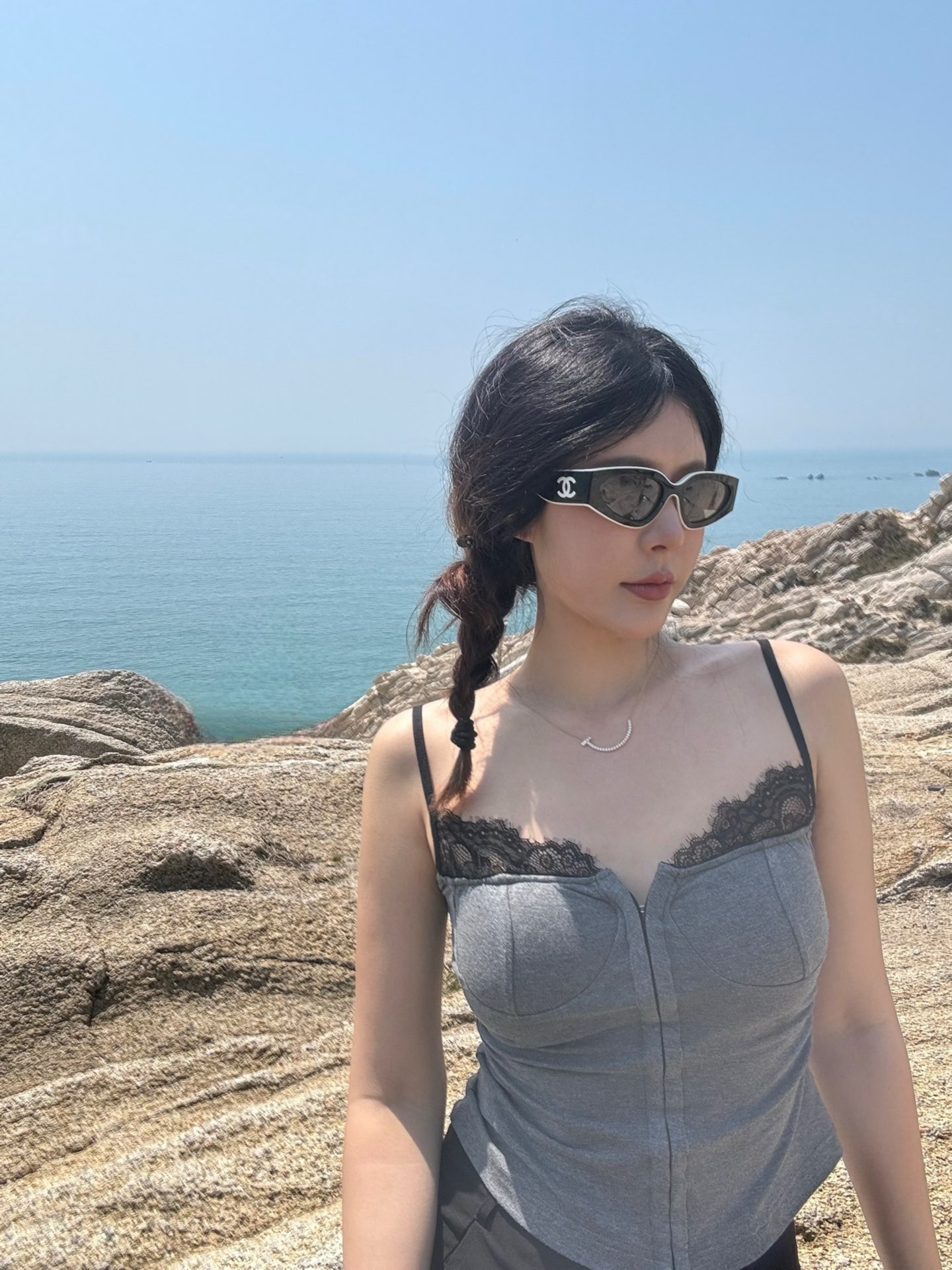 custom review-CHANEL Нейлон Кошачий глаз Солнцезащитные очки Унисекс Черный