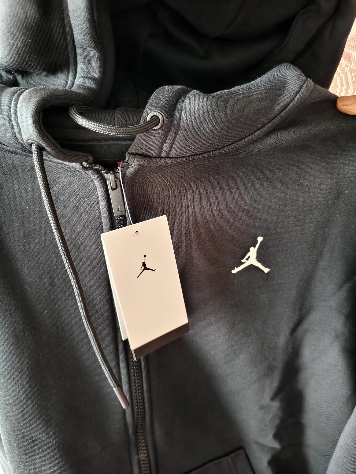 custom review-Jordan Brooklyn Fleece SS25 Толстовка Мужской Черный Парусный Белый