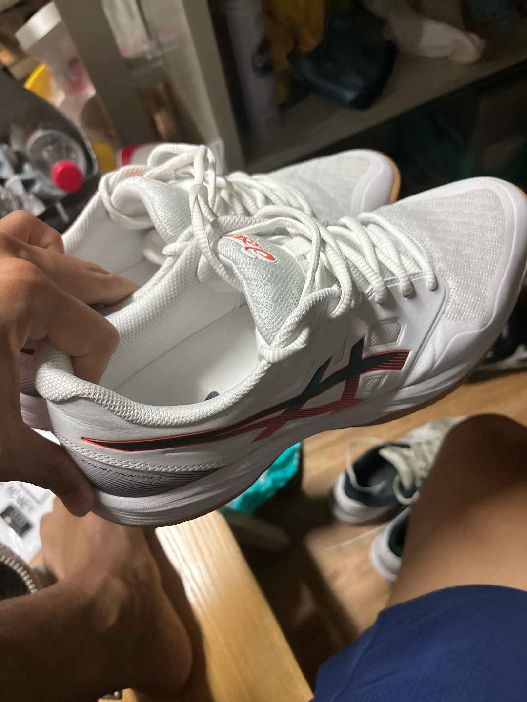 custom review-ASICS Gel Court Hunter 3 Устойчивый к истиранию Дышащая Низкая Обувь для Бадминтона Мужская Белая