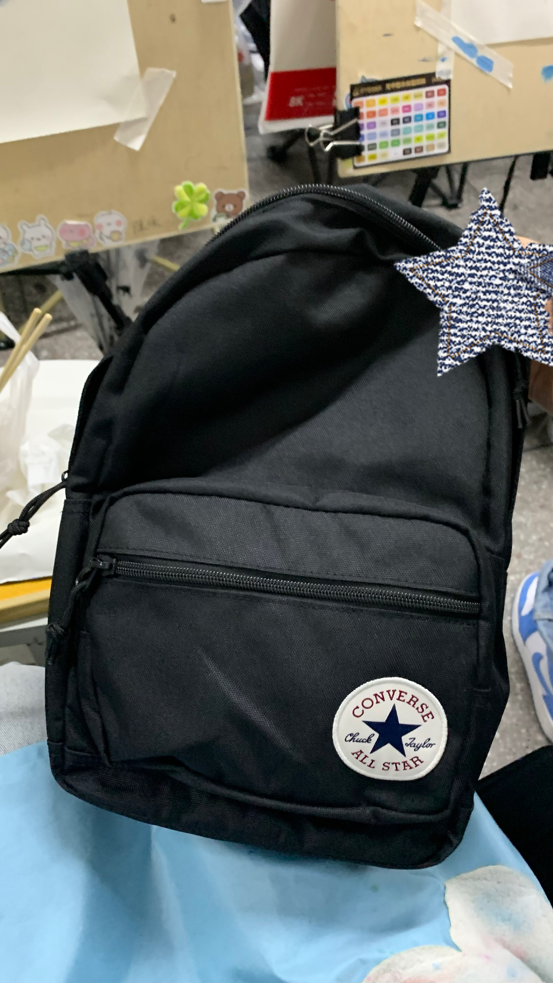 custom review-Конверс Полиэстер Путешественная Сумка Рюкзак Унисекс Черный