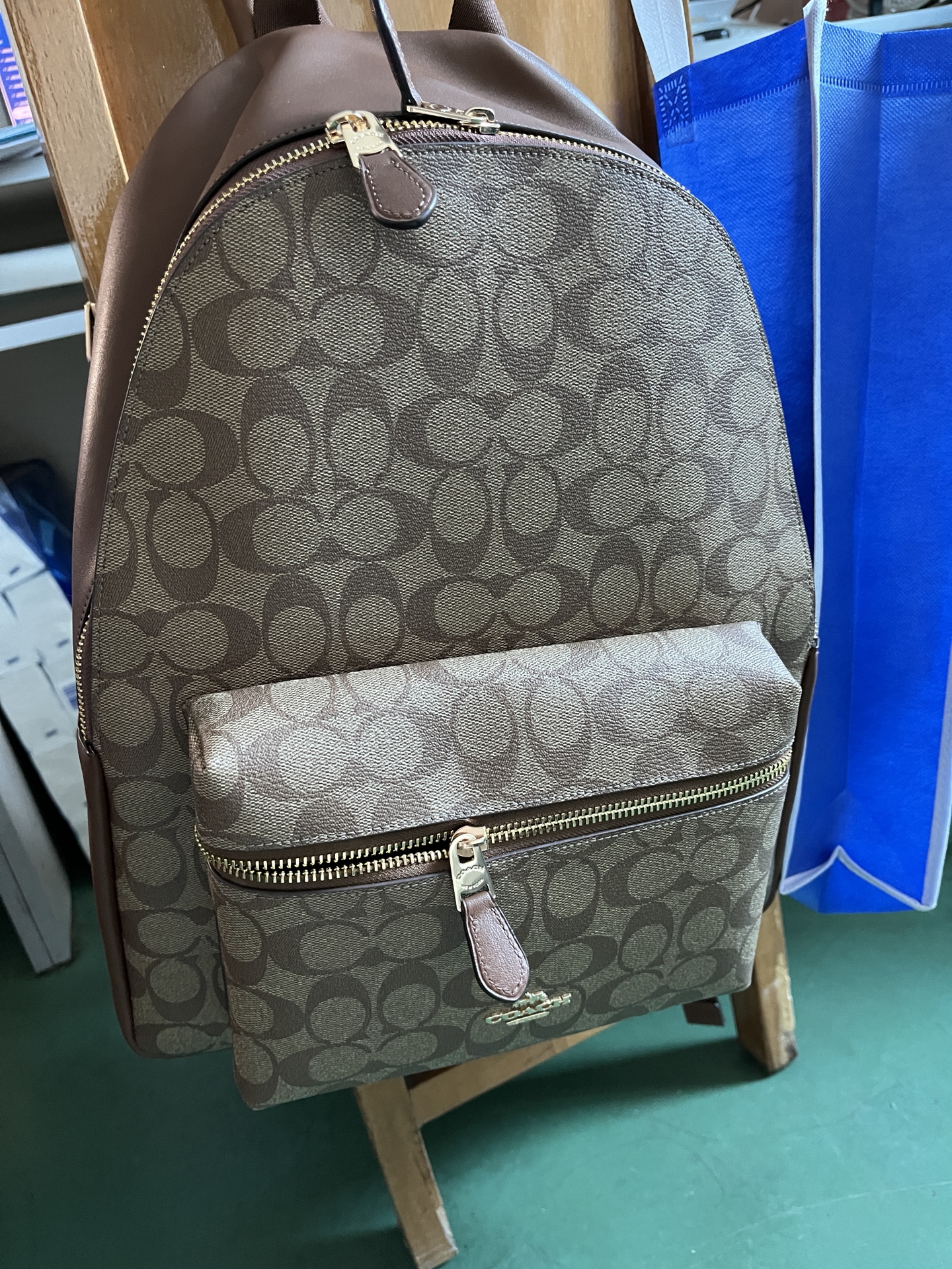 custom review-COACH Charlie Покрытый холст Рюкзак Женский Хаки