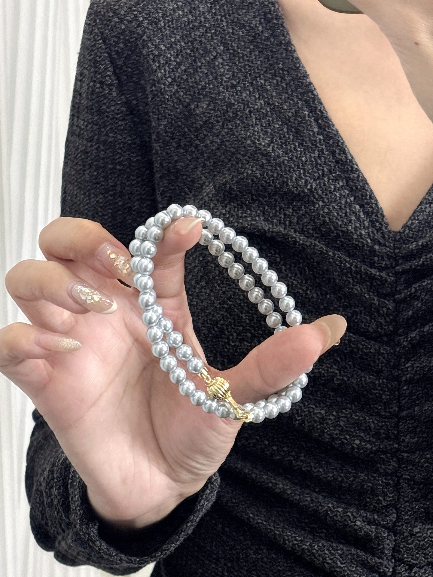 🧨新年妈妈礼物💝灰珍珠项链