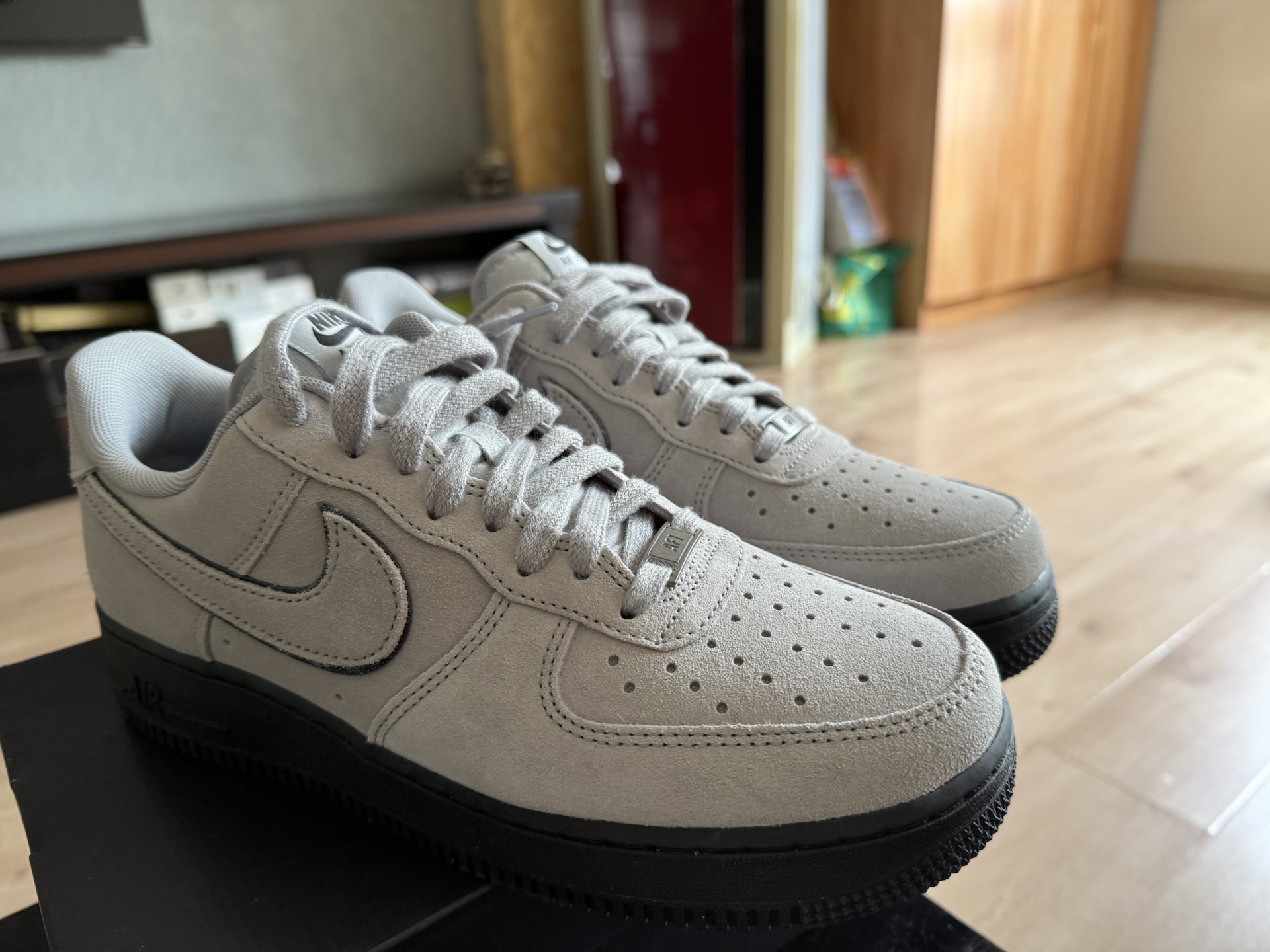 custom review-Nike Air FORCE 1 Slip-on Устойчивый к истиранию Низкий Топ Скейтбординг Мужской Серый