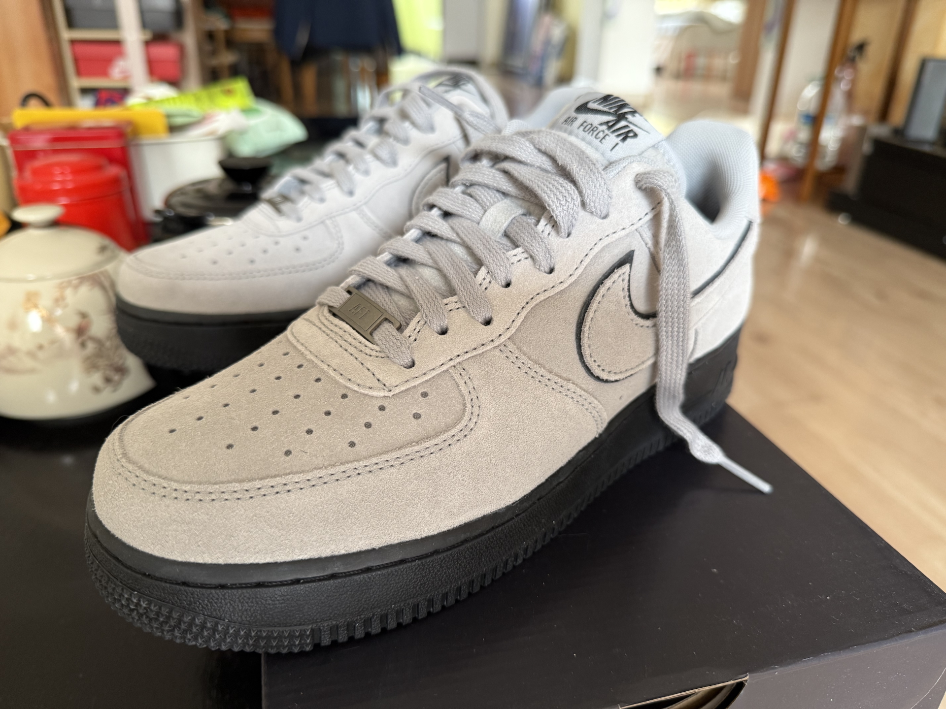 custom review-Nike Air FORCE 1 Slip-on Устойчивый к истиранию Низкий Топ Скейтбординг Мужской Серый
