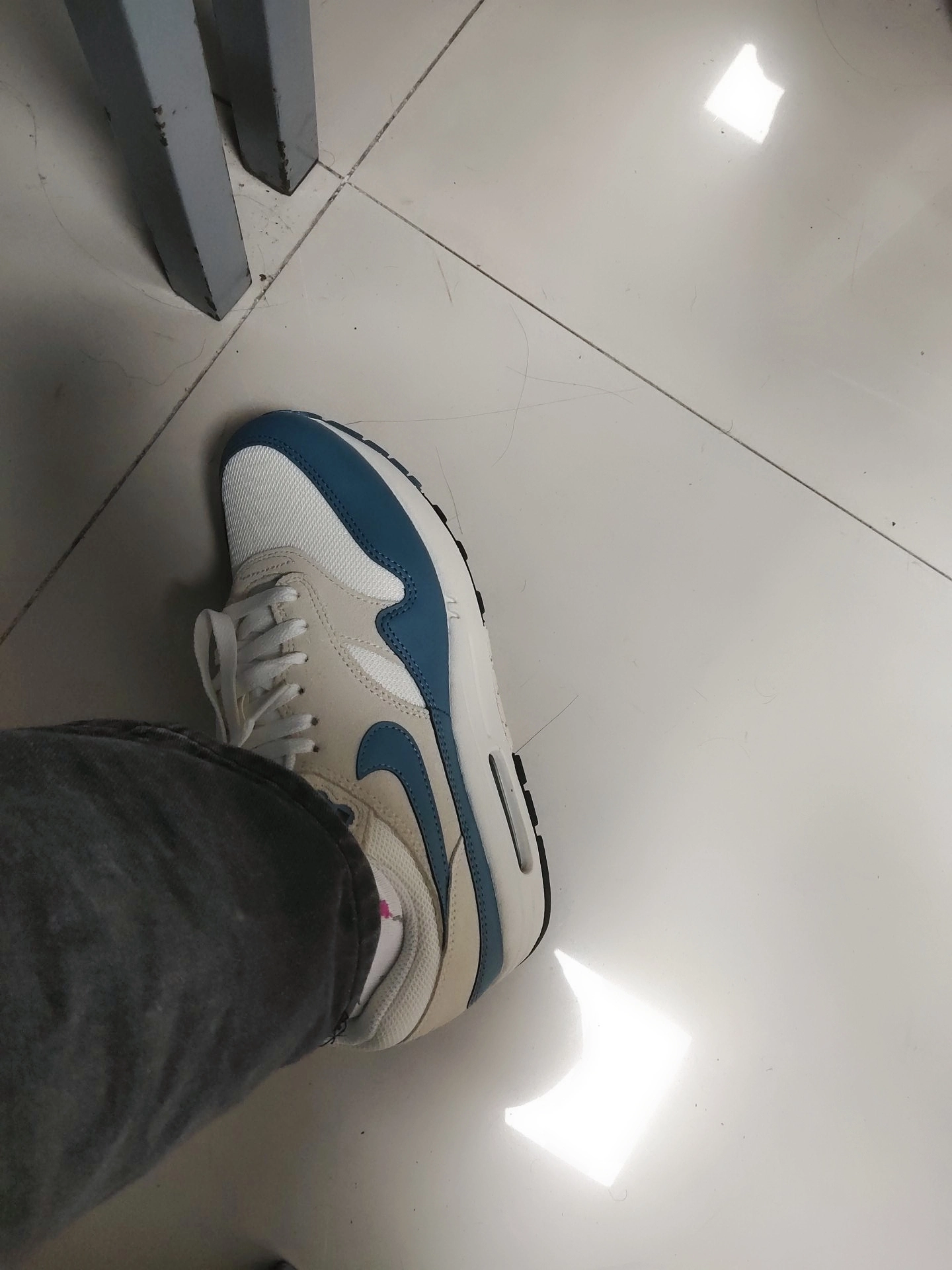 custom review-Nike Air Max 1 Low Топ Casual Мужской Синий Серый