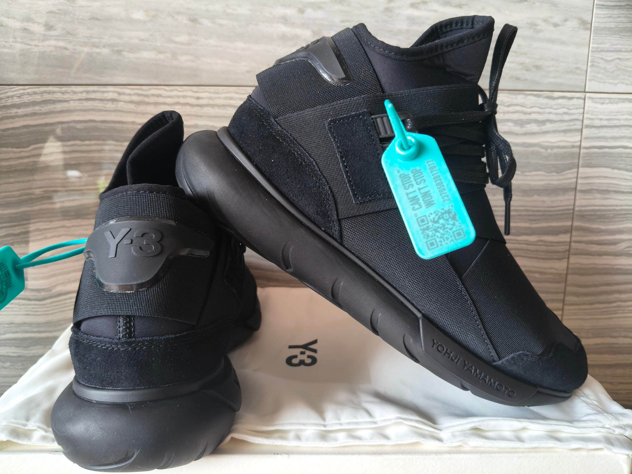 custom review-Y 3 Qasa High Топ Спортивная Повседневная Обувь Унисекс Черный