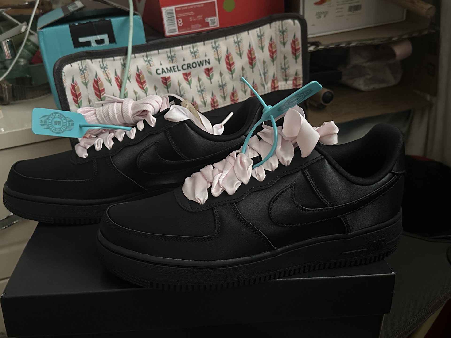 custom review-Nike Air FORCE 1 Slip-on Устойчивый к истиранию Низкий Топ Скейтбординг Женские Черный