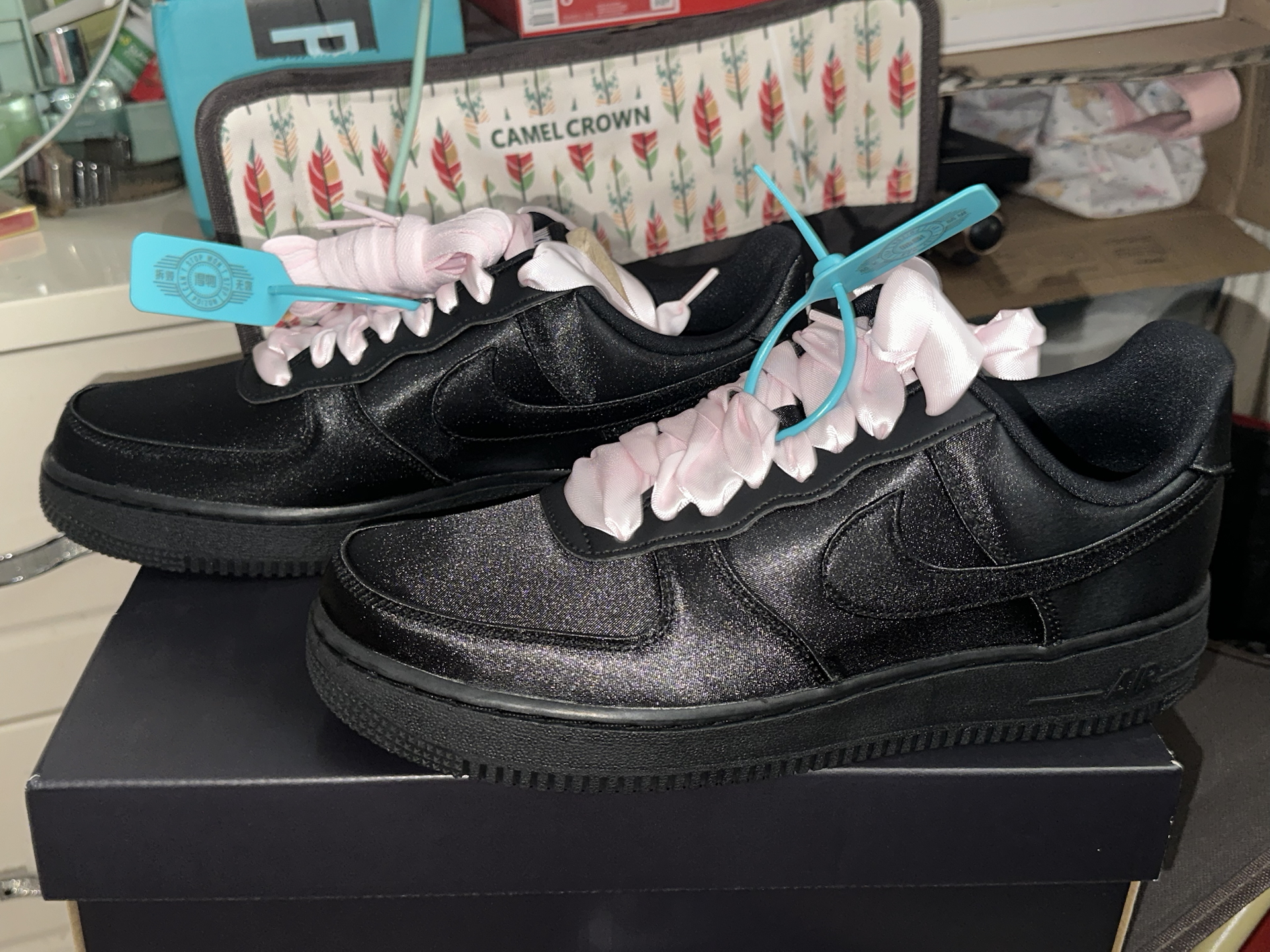 custom review-Nike Air FORCE 1 Slip-on Устойчивый к истиранию Низкий Топ Скейтбординг Женские Черный