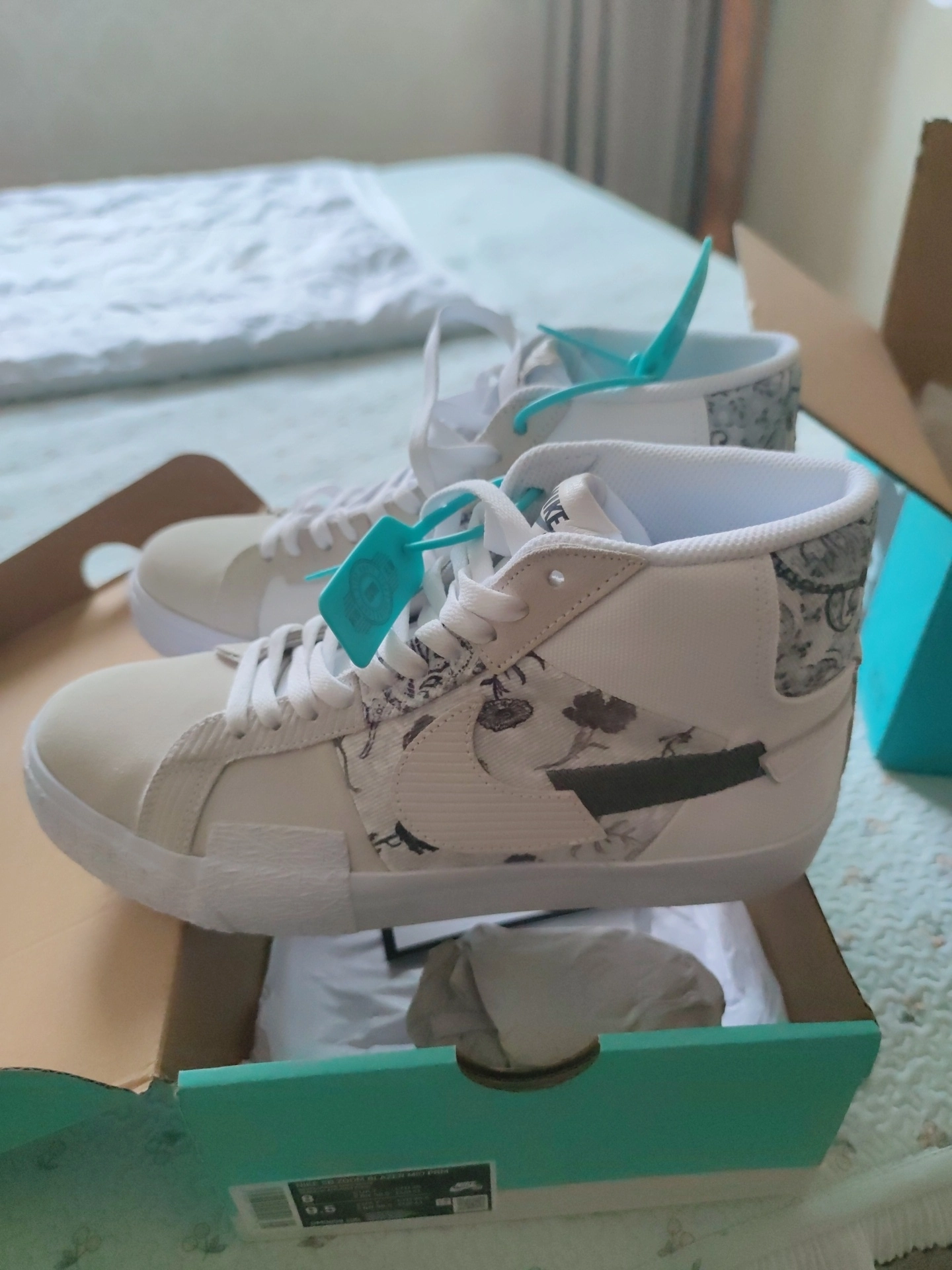 custom review-Nike Blazer Mid Edge MID Топ Скейтборд Кроссовки Унисекс Серый Белый