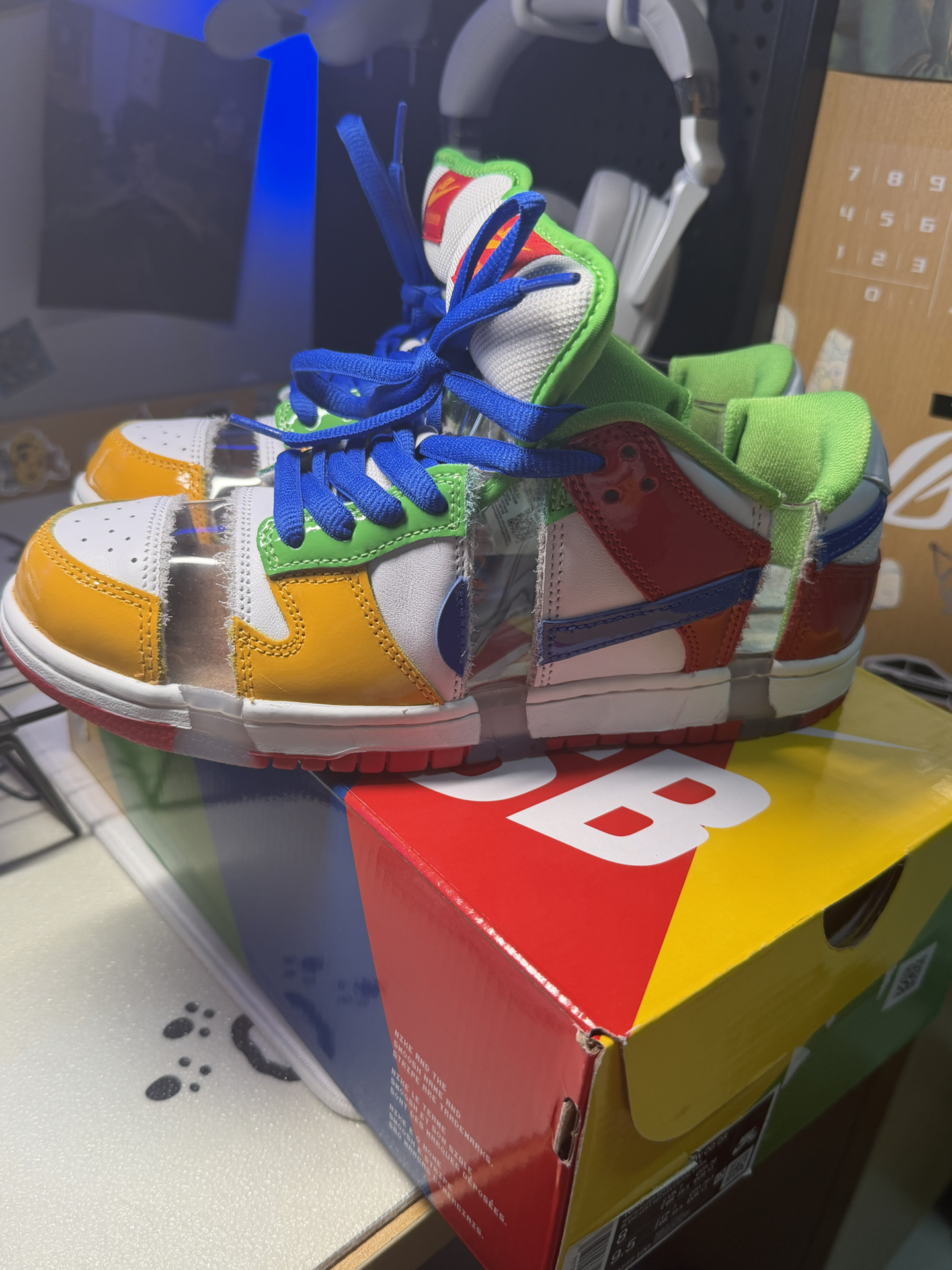 custom review-Ebay x Nike Dunk 'Песочный цвет Bodecker' Низкие кроссовки для скейтбординга унисекс Белый Желтый Синий