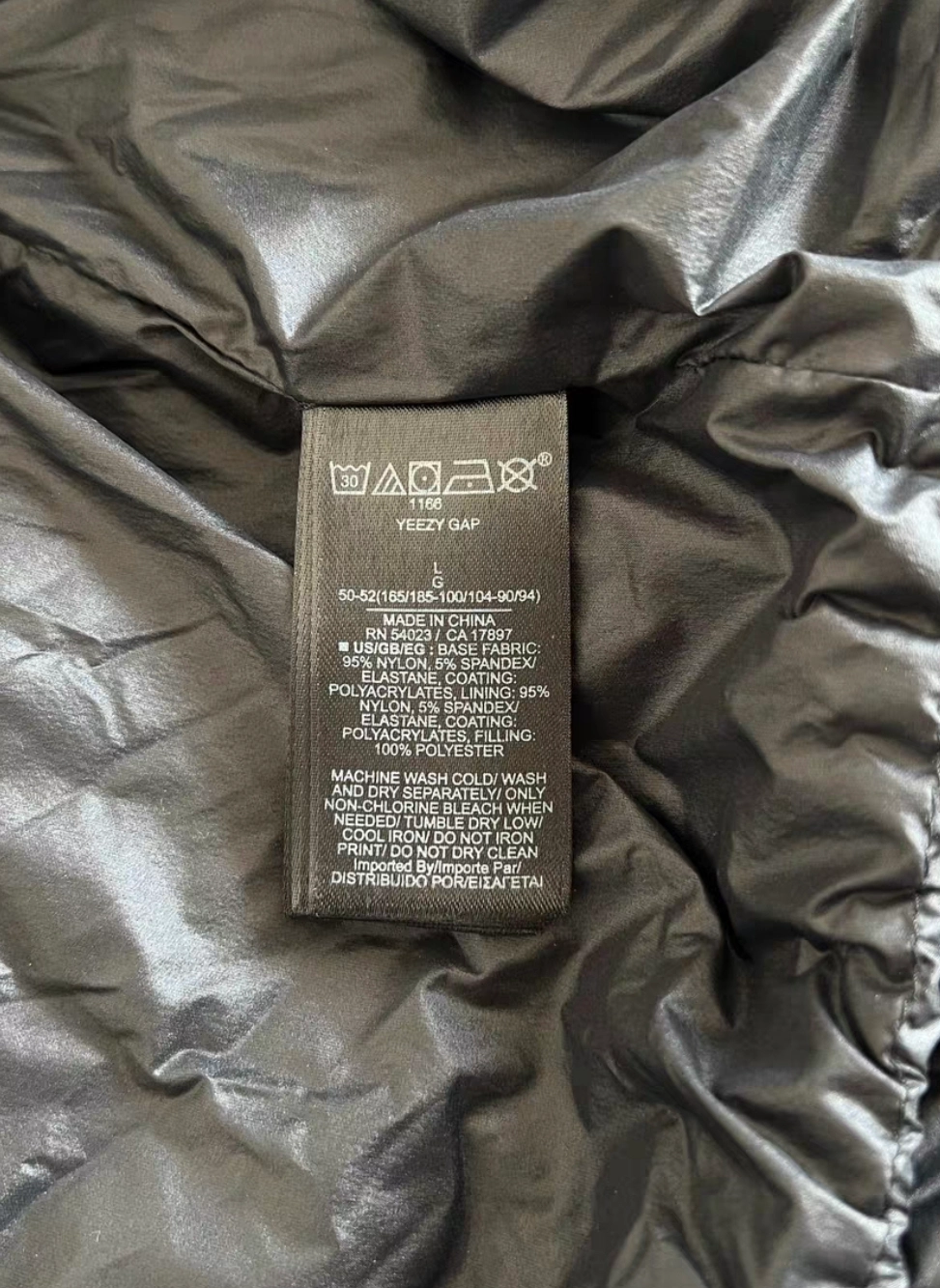 custom review-YEEZY x Gap X Balenciaga Хлопковый пуховик Унисекс Черный