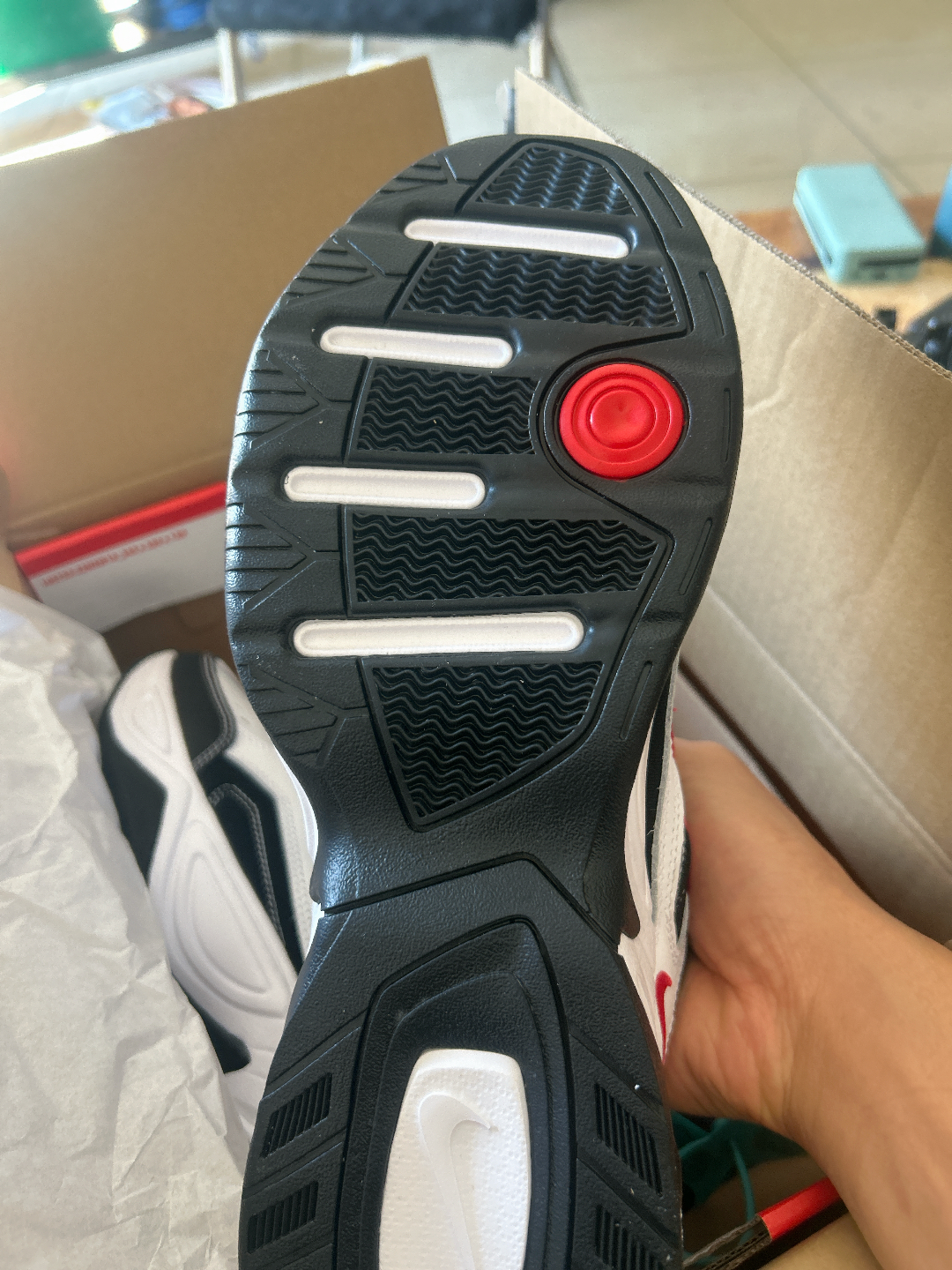 custom review-Nike M2K Tekno Low Топ Толстая подошва Кроссовки Унисекс Черный Красный