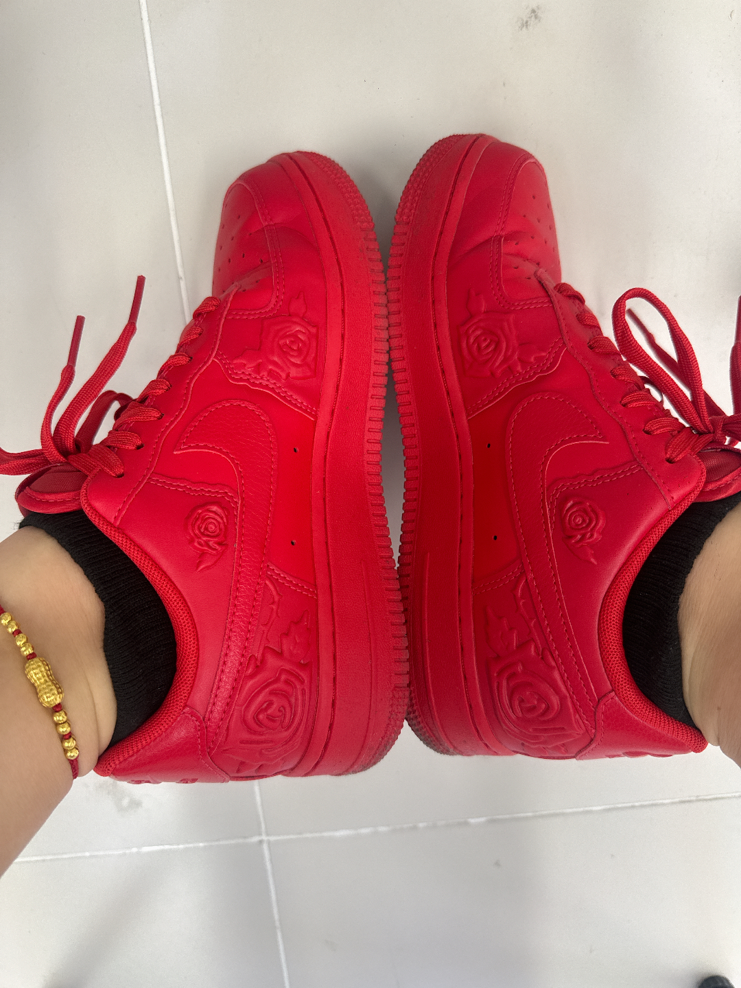 custom review-Nike Air FORCE 1 Slip-on Устойчивый к истиранию Низкий Топ Скейтбординг Женские Красный