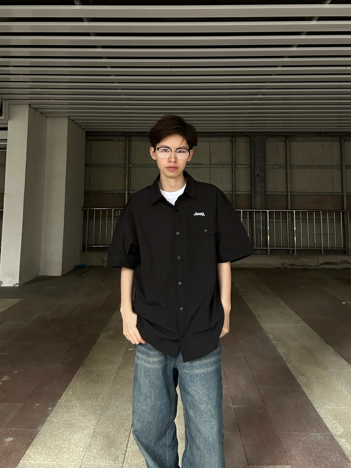 jeep 黑色短袖衬衫绝了