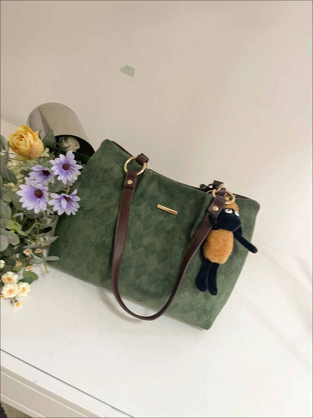 custom review-C°BANNER Ткань Сумка через плечо Tote Shopping Tote Сумка Женская Зеленая