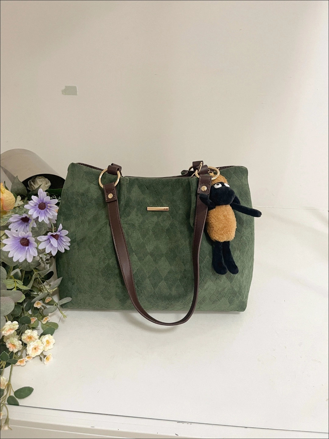 custom review-C°BANNER Ткань Сумка через плечо Tote Shopping Tote Сумка Женская Зеленая