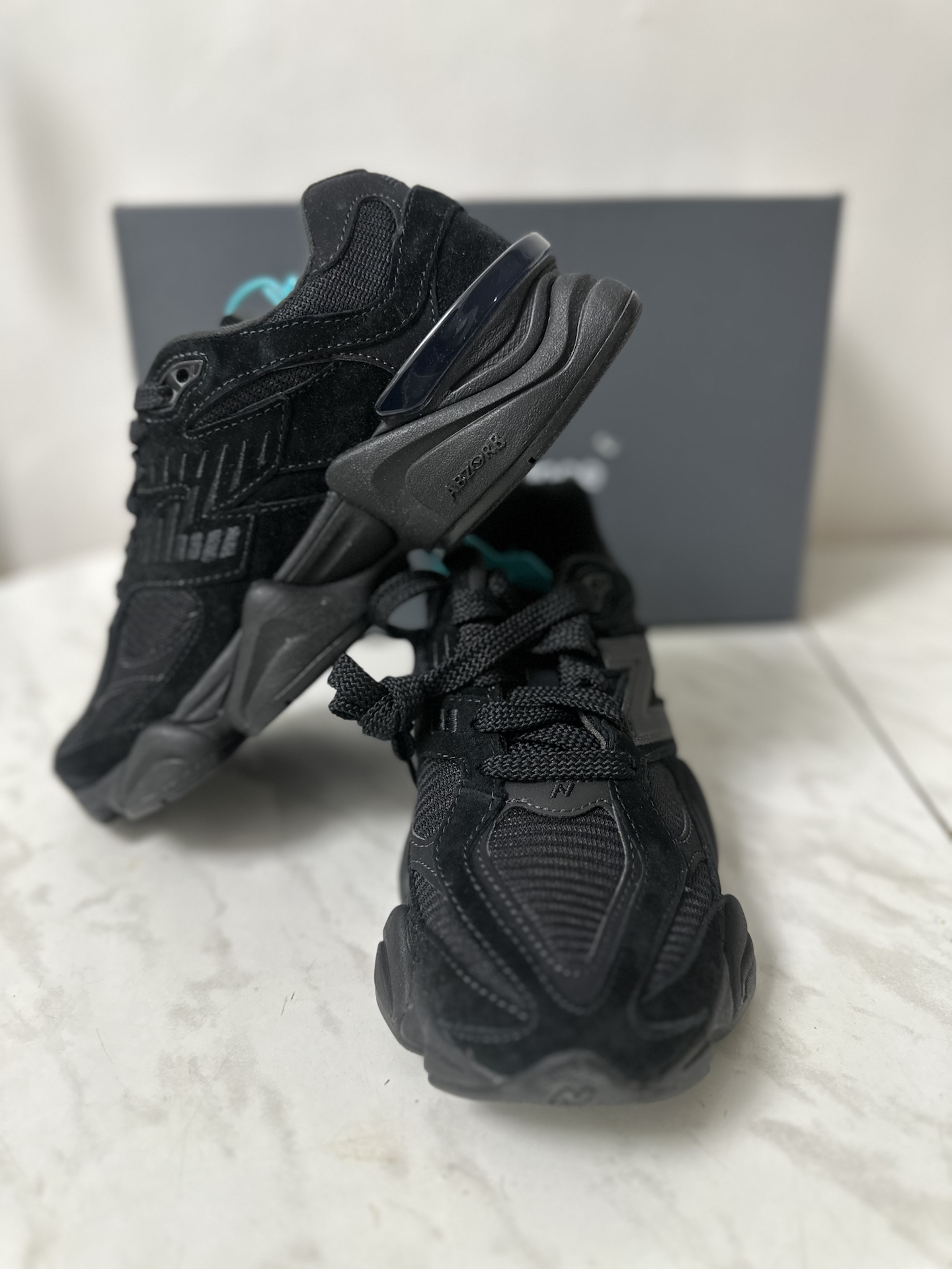 custom review-New Balance NB 9060 'Тройной Черный' Устойчивый к истиранию Низкий Топ Casual Унисекс Черный