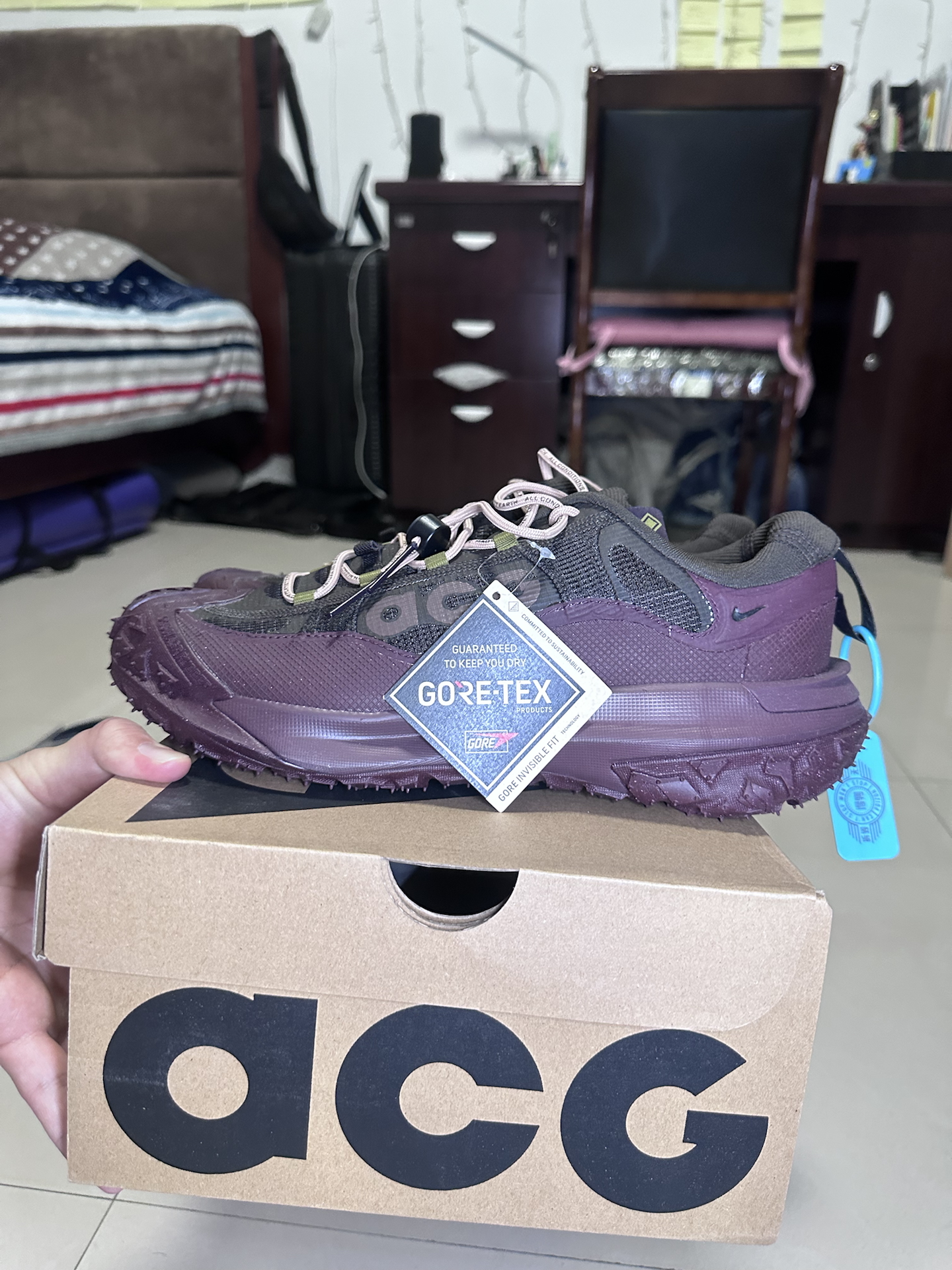 custom review-Nike ACG Mountain Fly 2 Водонепроницаемый Низкий Топ Походная обувь Унисекс Бордовый