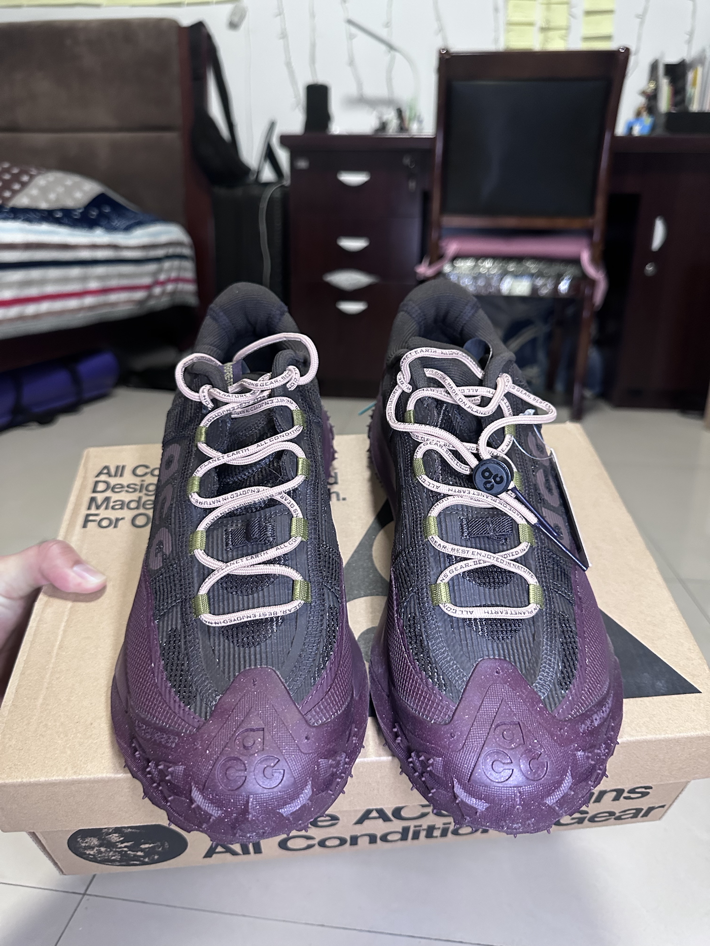 custom review-Nike ACG Mountain Fly 2 Водонепроницаемый Низкий Топ Походная обувь Унисекс Бордовый