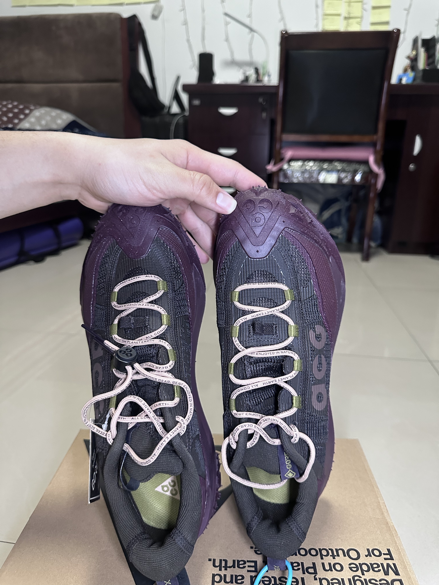 custom review-Nike ACG Mountain Fly 2 Водонепроницаемый Низкий Топ Походная обувь Унисекс Бордовый