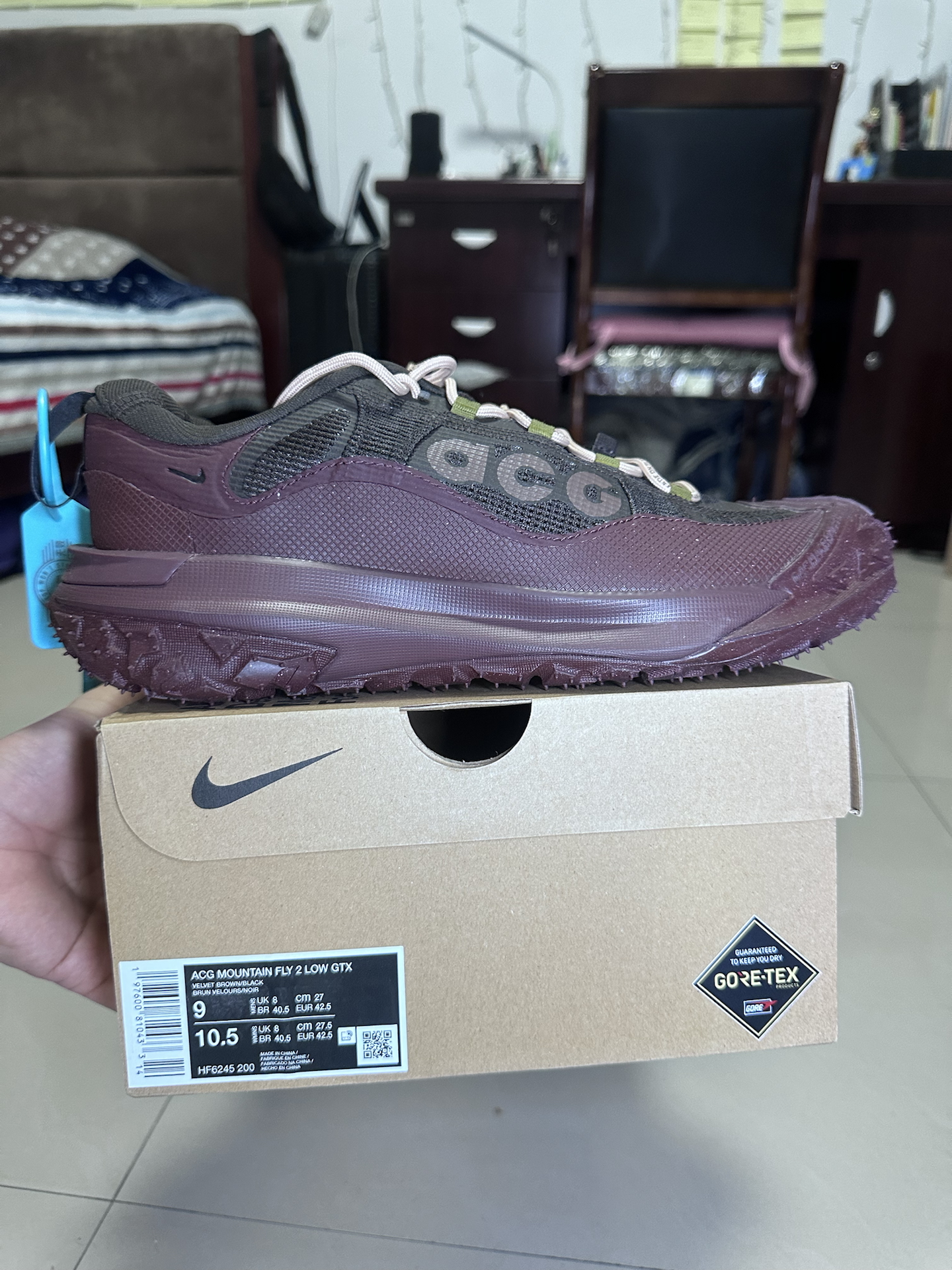 custom review-Nike ACG Mountain Fly 2 Водонепроницаемый Низкий Топ Походная обувь Унисекс Бордовый