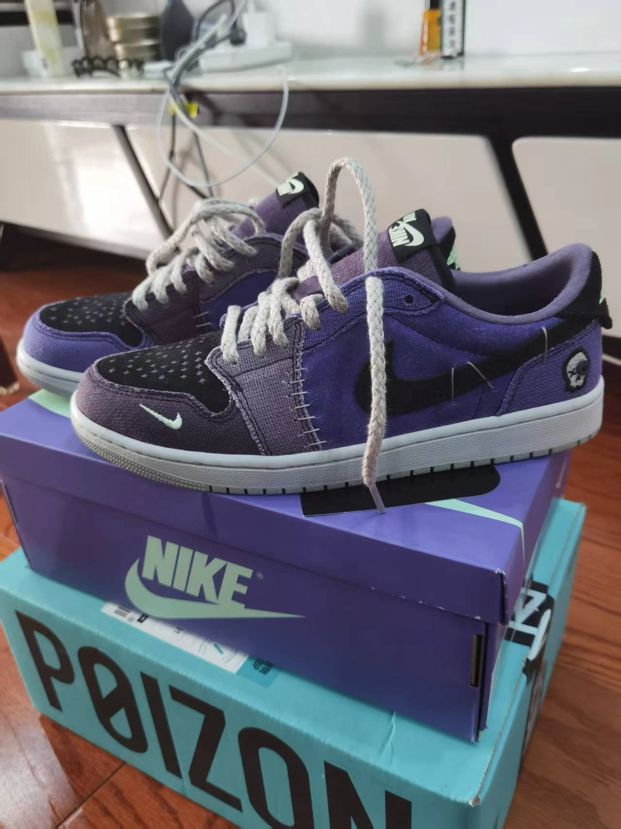 custom review-Zion Williamson x Jordan Air Jordan 1 Low Топ Винтажные баскетбольные кроссовки Мужской Темно-синий