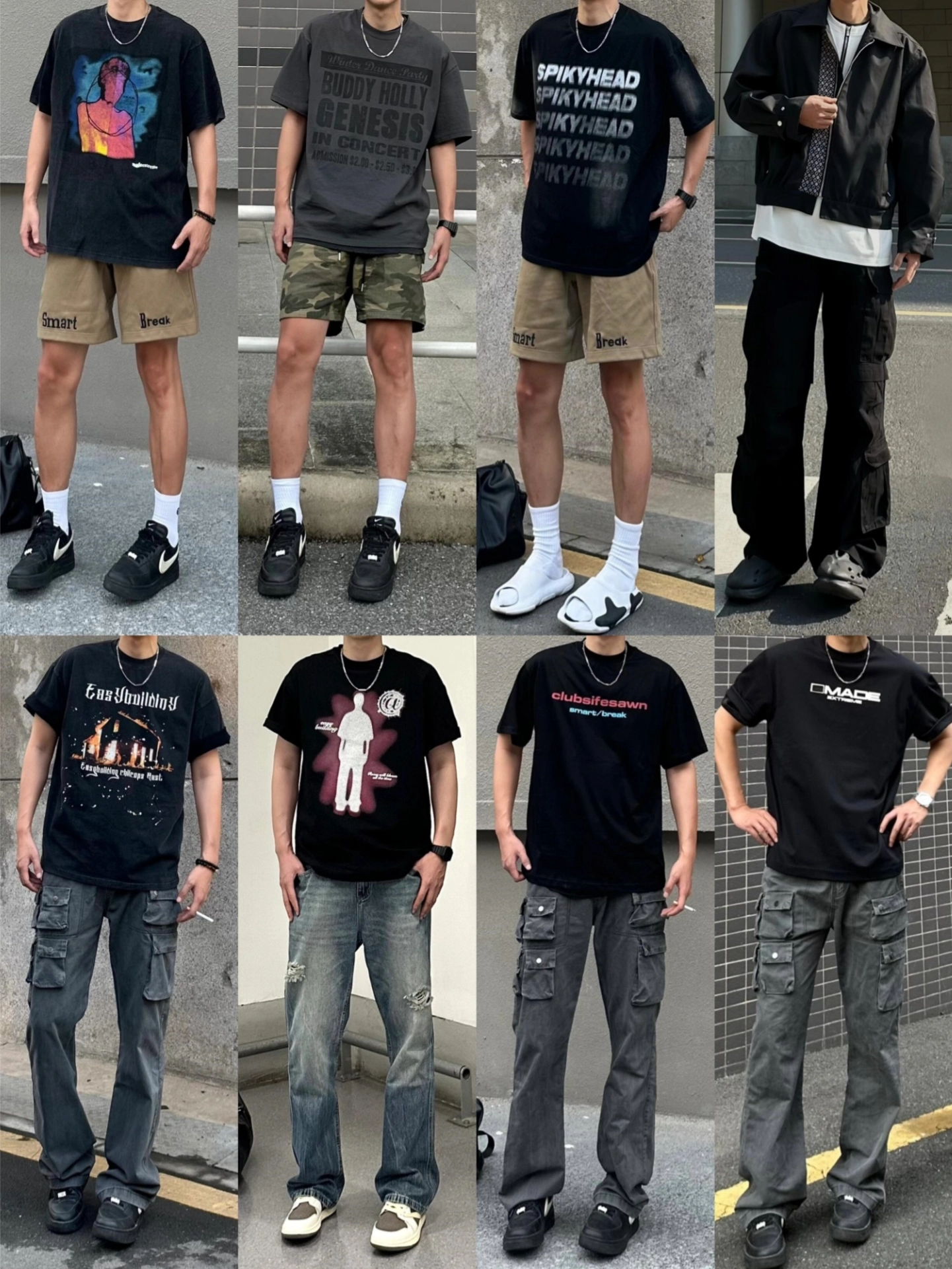 谁能拒绝185男生美式复古嘻哈氛围感体恤小短裤穿搭合集!