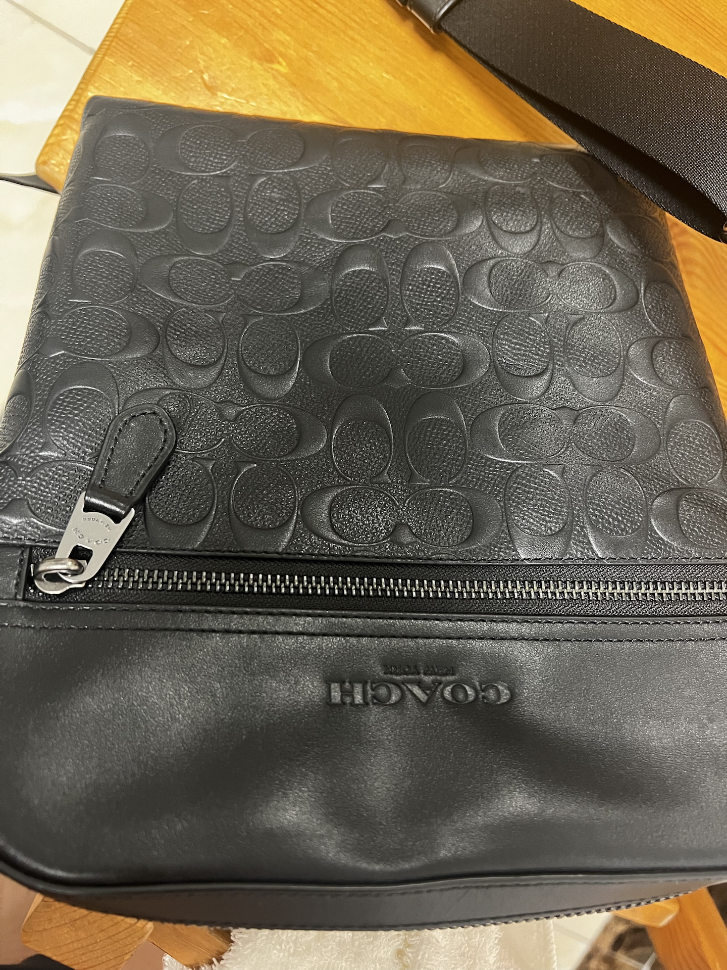 custom review-COACH Houston Коровья кожа Сумка через плечо Маленькая Мужская Черная