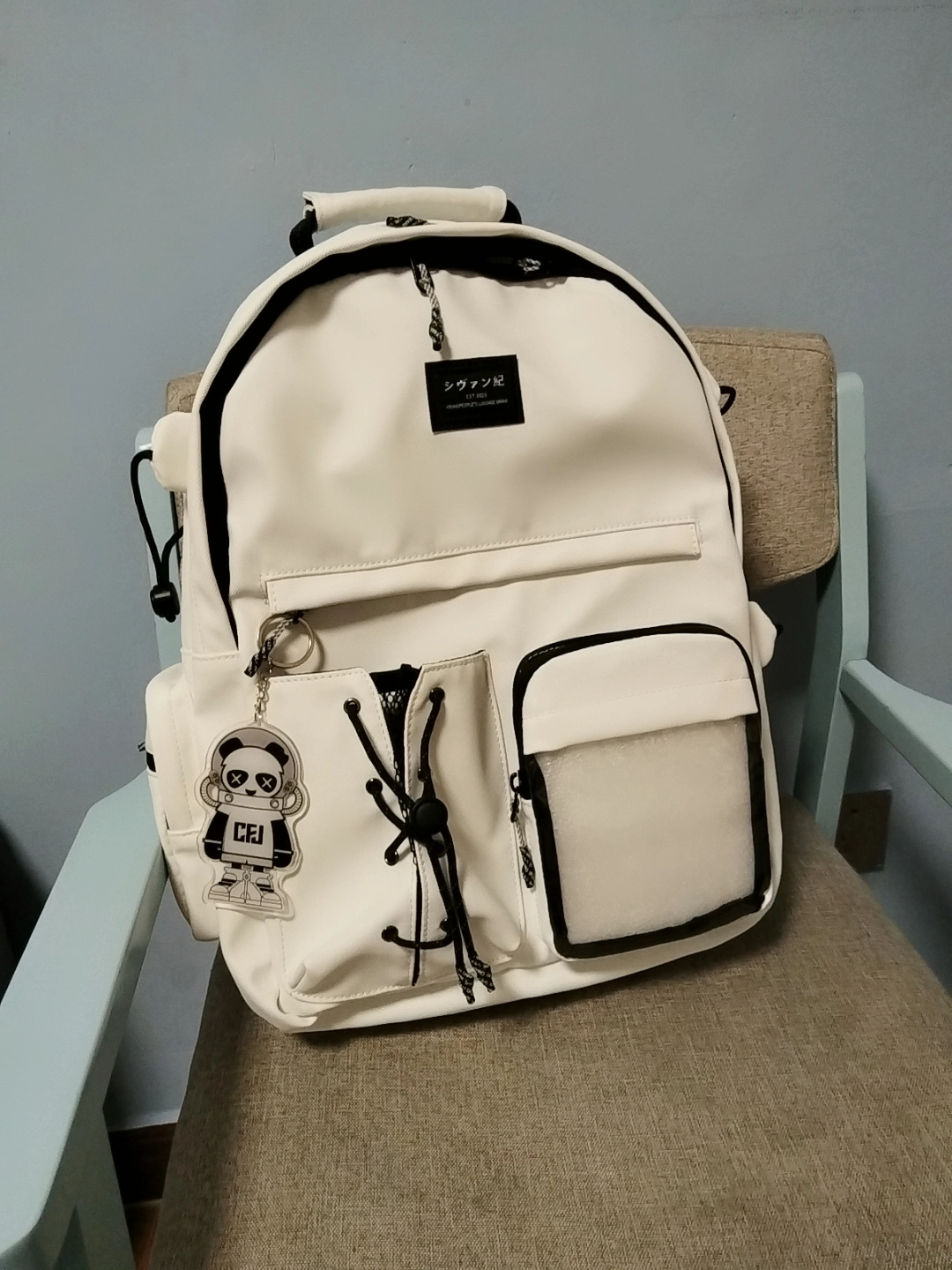 custom review-CHAOFANJI Рюкзак из кожи с мембраной Унисекс Черный Белый