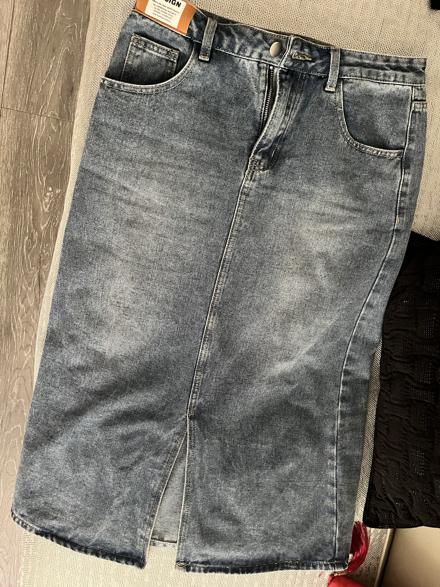 custom review-BALENO Джинсовая длинная юбка женская синяя