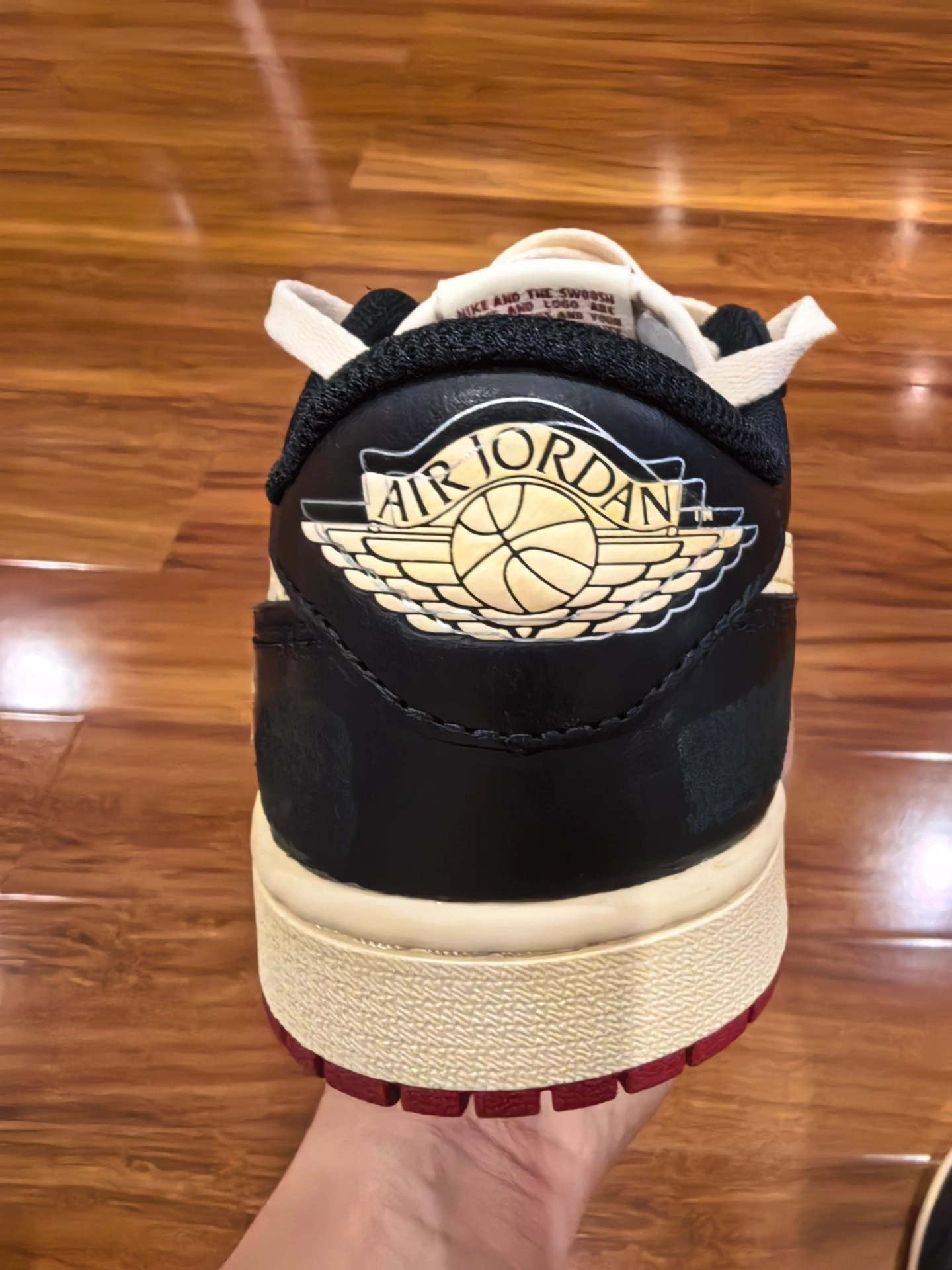 custom review-JORDAN Air Jordan 1 Винтажные баскетбольные кроссовки Low Топ Белый черный красный Унисекс