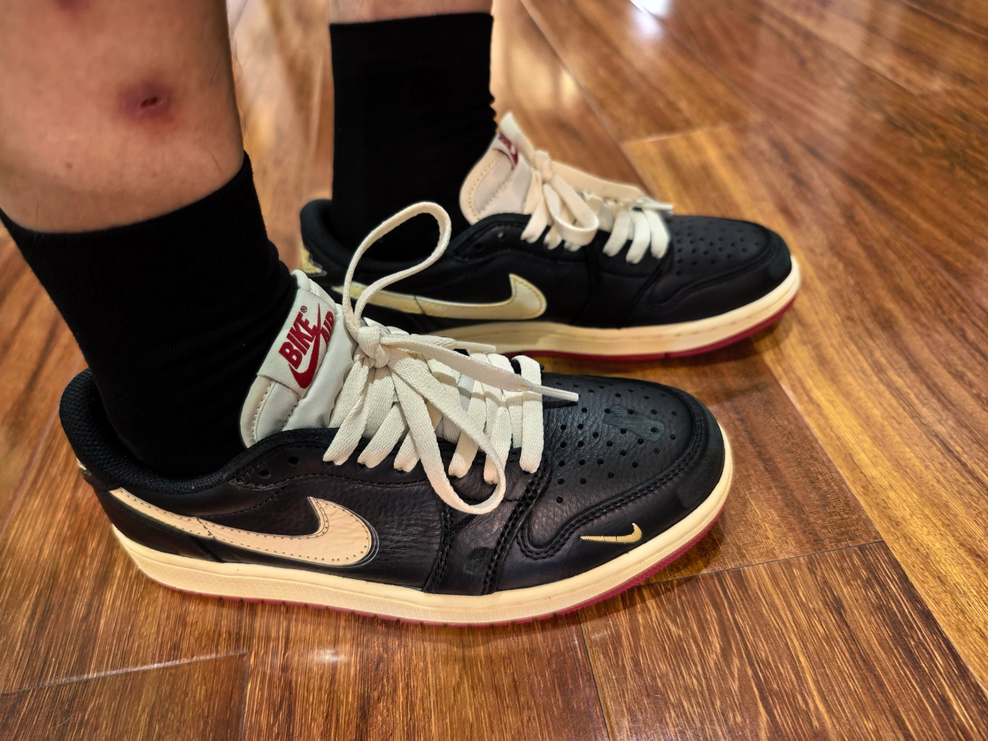 custom review-JORDAN Air Jordan 1 Винтажные баскетбольные кроссовки Low Топ Белый черный красный Унисекс