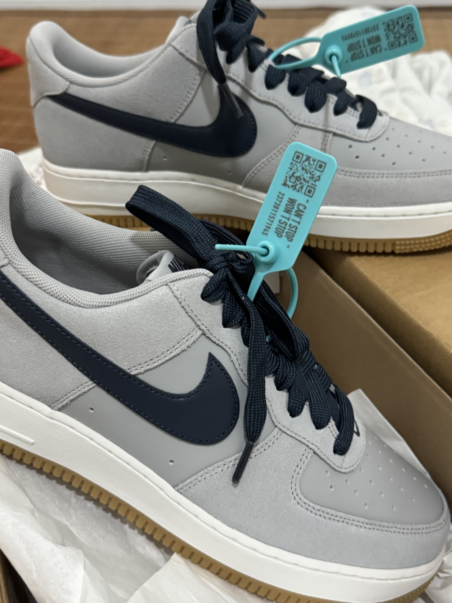 custom review-Nike Air FORCE 1 Slip-on Устойчивый к истиранию Низкий Топ Скейтбординг Мужской Серый Синий