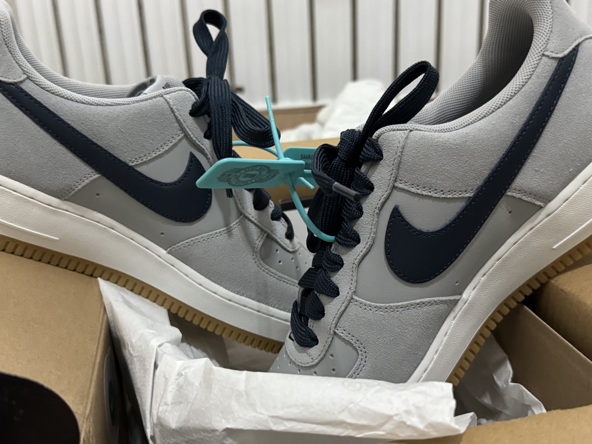 custom review-Nike Air FORCE 1 Slip-on Устойчивый к истиранию Низкий Топ Скейтбординг Мужской Серый Синий