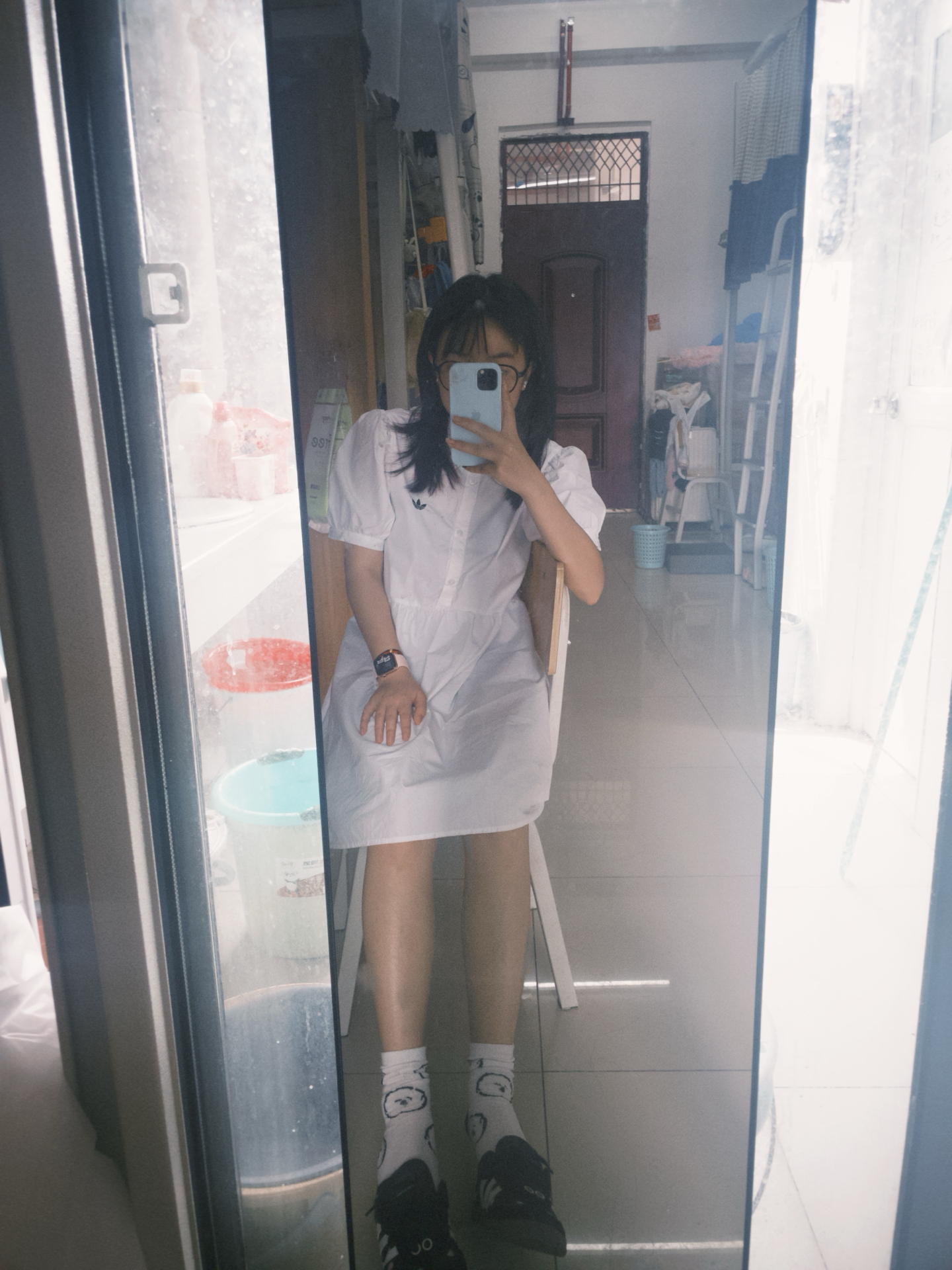 custom review-Adidas Originals Короткое платье с короткими рукавами для женщин белое