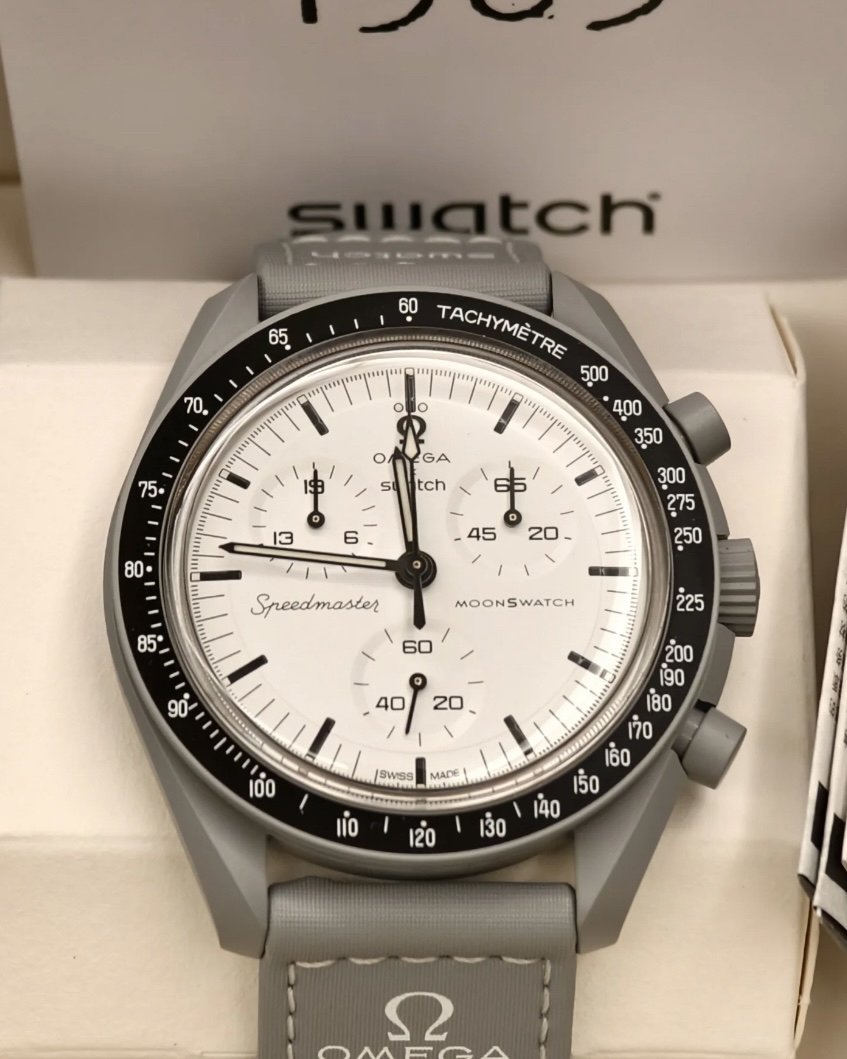 custom review-OMEGA Swatch Quartz Механизм 30 м Водонепроницаемость Унисекс Часы 42 мм Белый Циферблат Резина Биокерамика Шнуровка