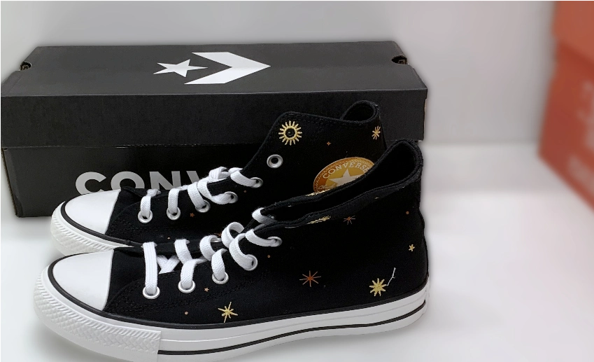 custom review-Converse Chuck Taylor All Star Небесный Цветочный Высокие Кеды Женские Черные Желтые