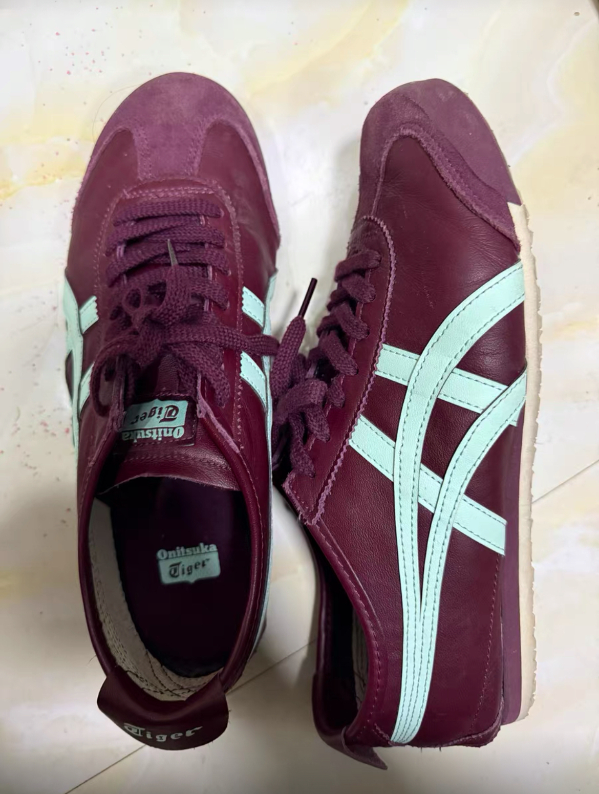 custom review-Onitsuka Tiger MEXICO 66 Амортизация Износостойкий Низкий Топ Casual Унисекс Темно-Красный Синий