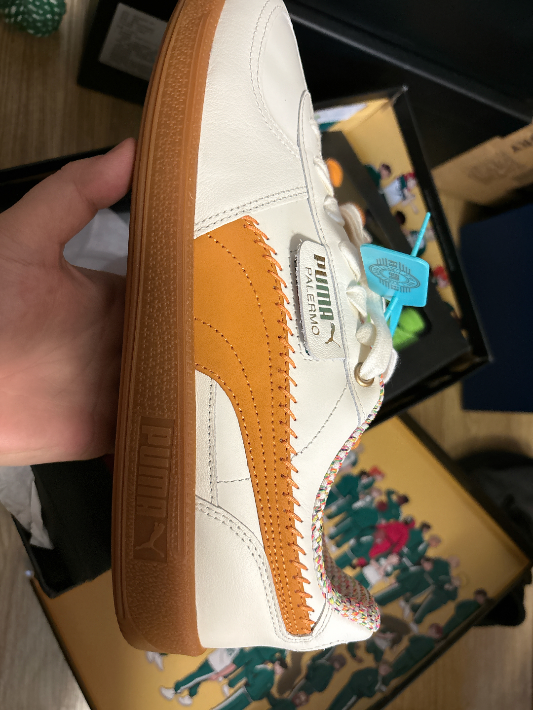 custom review-SQUID GAME X PUMA Palermo Амортизация Износостойкий Низкий Топ Кэжуал Унисекс Белый Желтый