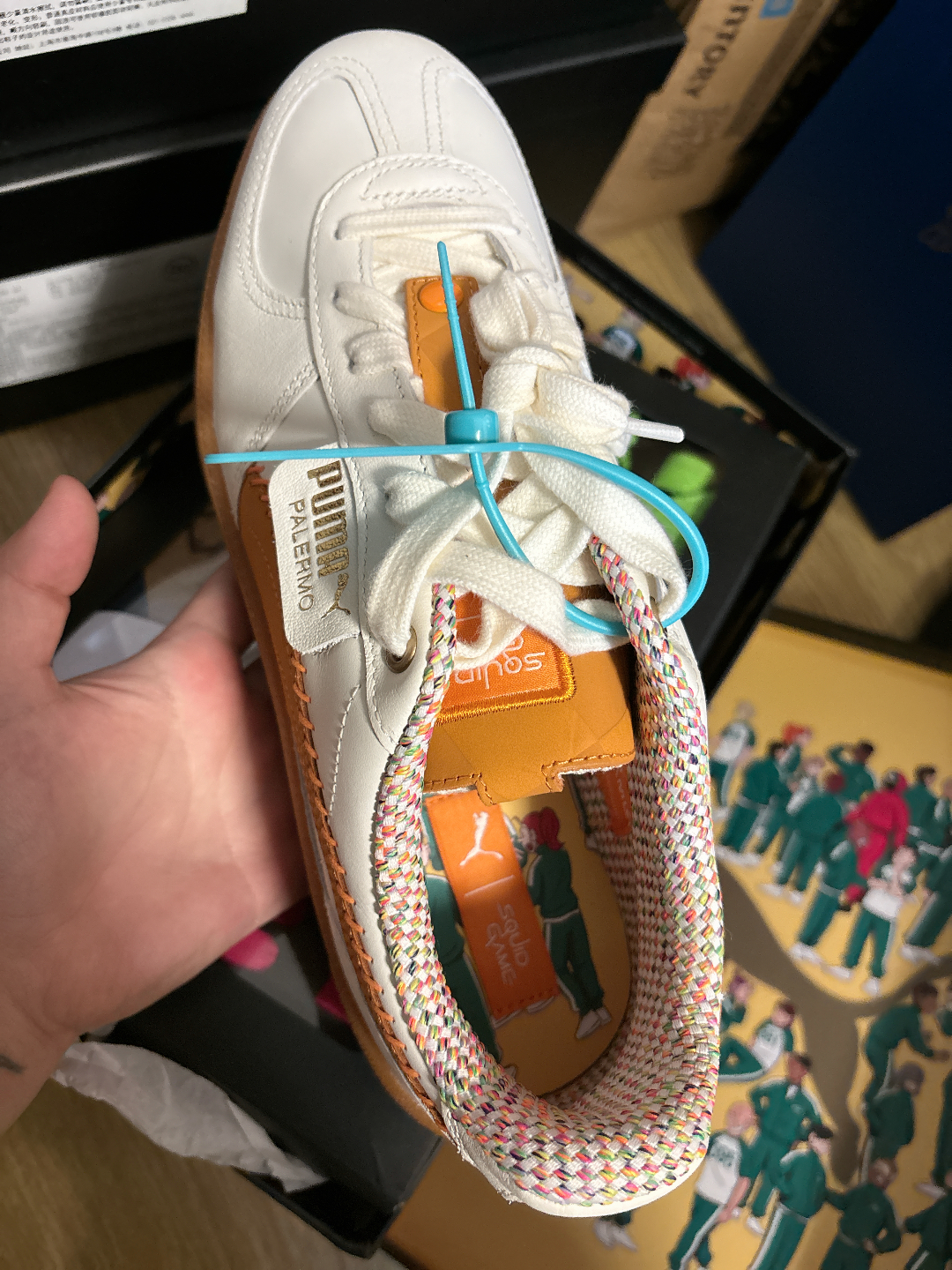 custom review-SQUID GAME X PUMA Palermo Амортизация Износостойкий Низкий Топ Кэжуал Унисекс Белый Желтый