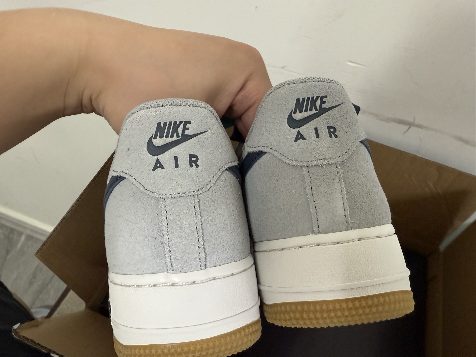 custom review-Nike Air FORCE 1 Slip-on Устойчивый к истиранию Низкий Топ Скейтбординг Мужской Серый Синий