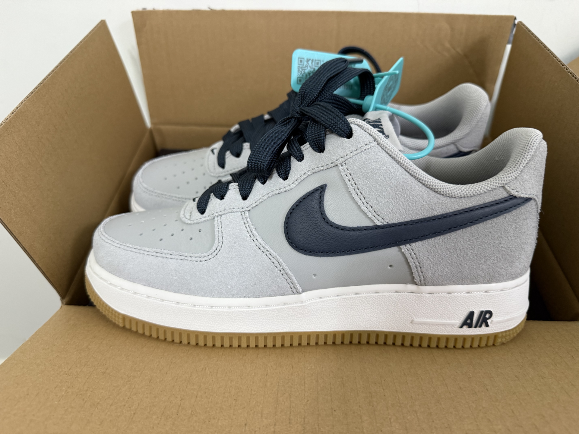 custom review-Nike Air FORCE 1 Slip-on Устойчивый к истиранию Низкий Топ Скейтбординг Мужской Серый Синий