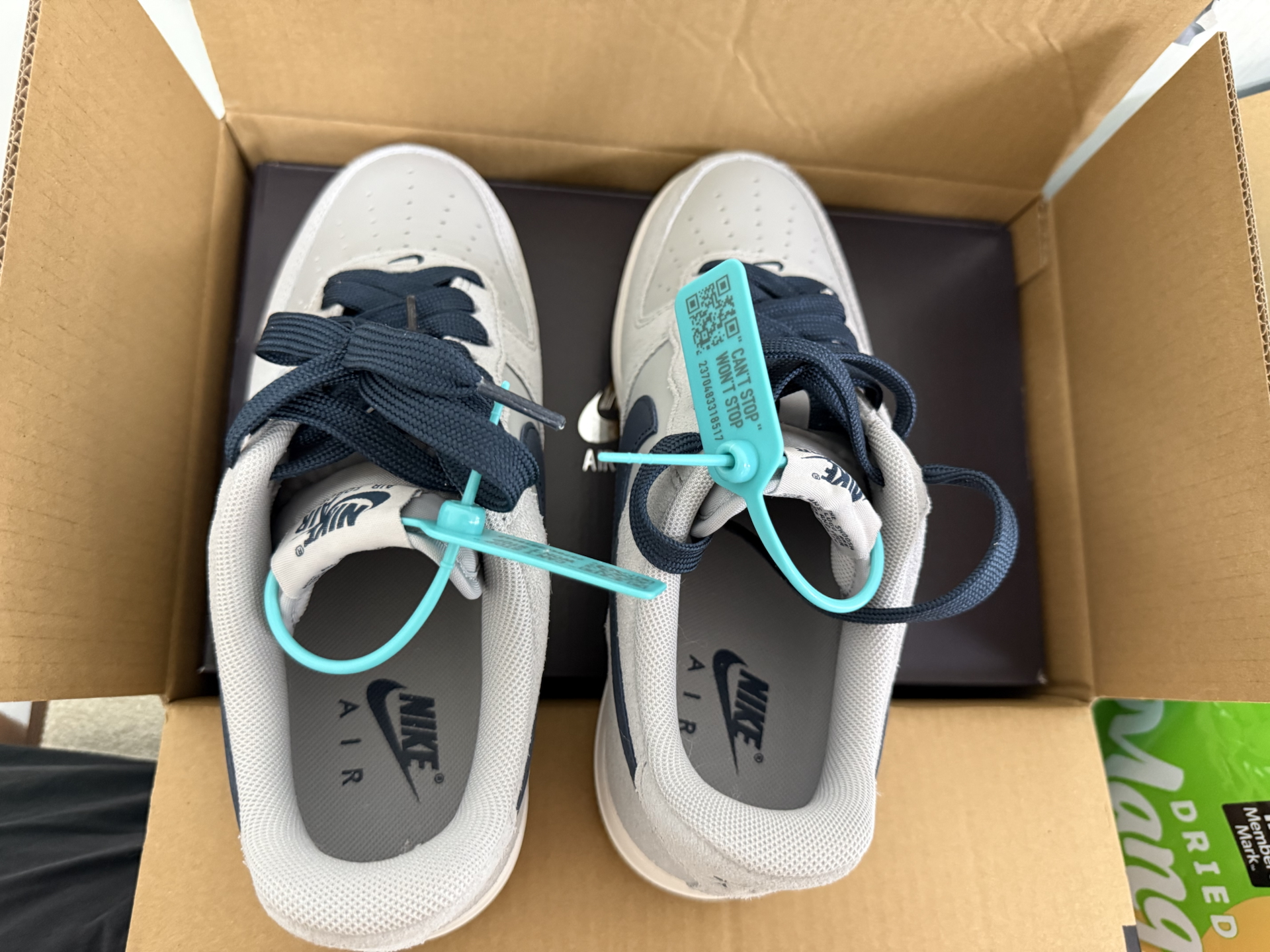 custom review-Nike Air FORCE 1 Slip-on Устойчивый к истиранию Низкий Топ Скейтбординг Мужской Серый Синий