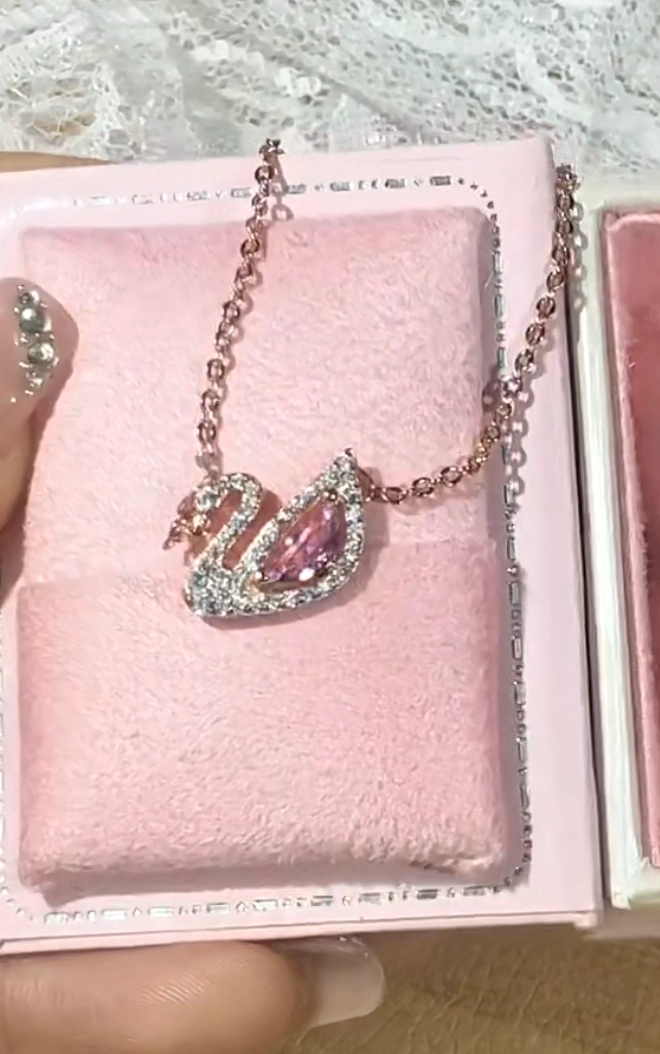 custom review-Swarovski Искусственный кристалл Камень Циркон Ожерелье Женское с покрытием из розового золота