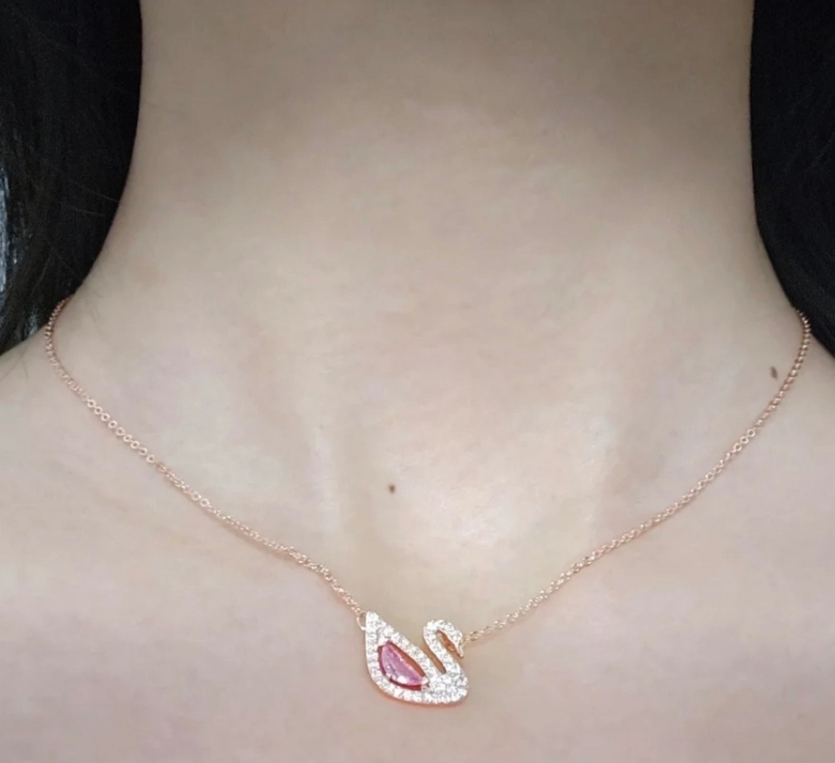 custom review-Swarovski Искусственный кристалл Камень Циркон Ожерелье Женское с покрытием из розового золота