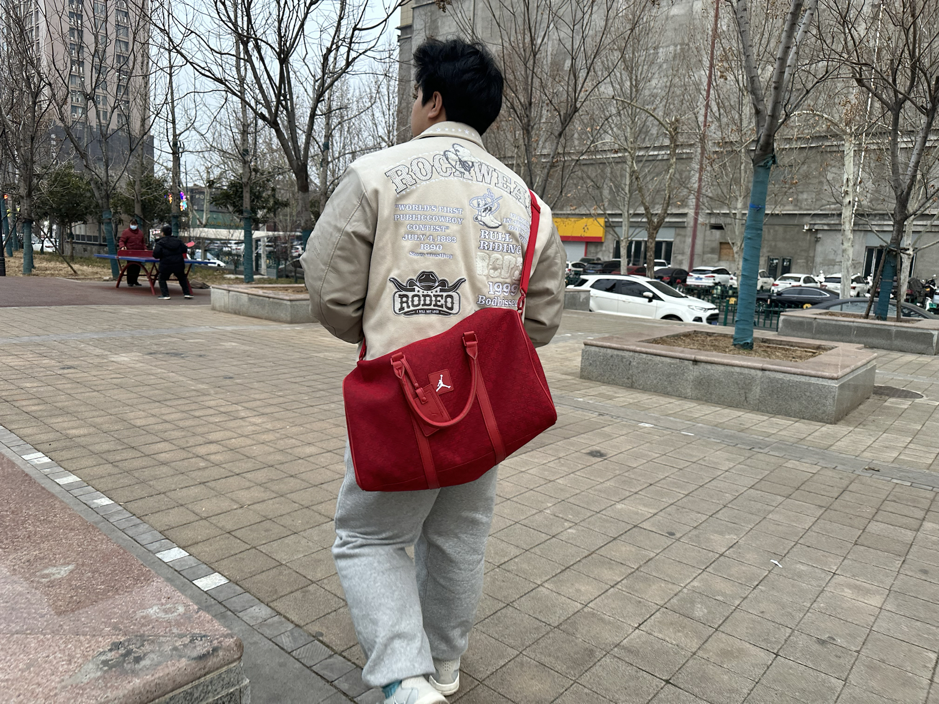 custom review-Джордан Полиэстер Дорожная Сумка Спортивная Сумка Спортивный Зал Сумка Унисекс Китайский Красный Красный Год Дракона