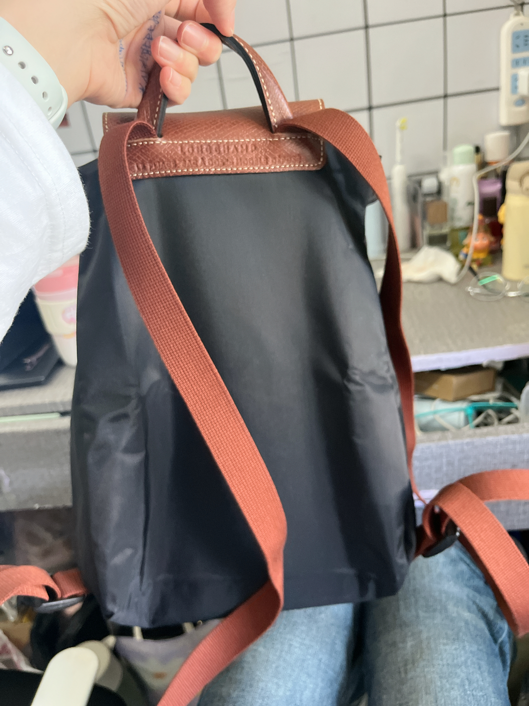 custom review-LONGCHAMP Le Pliage Нейлоновый Рюкзак Сумка Женская Черная